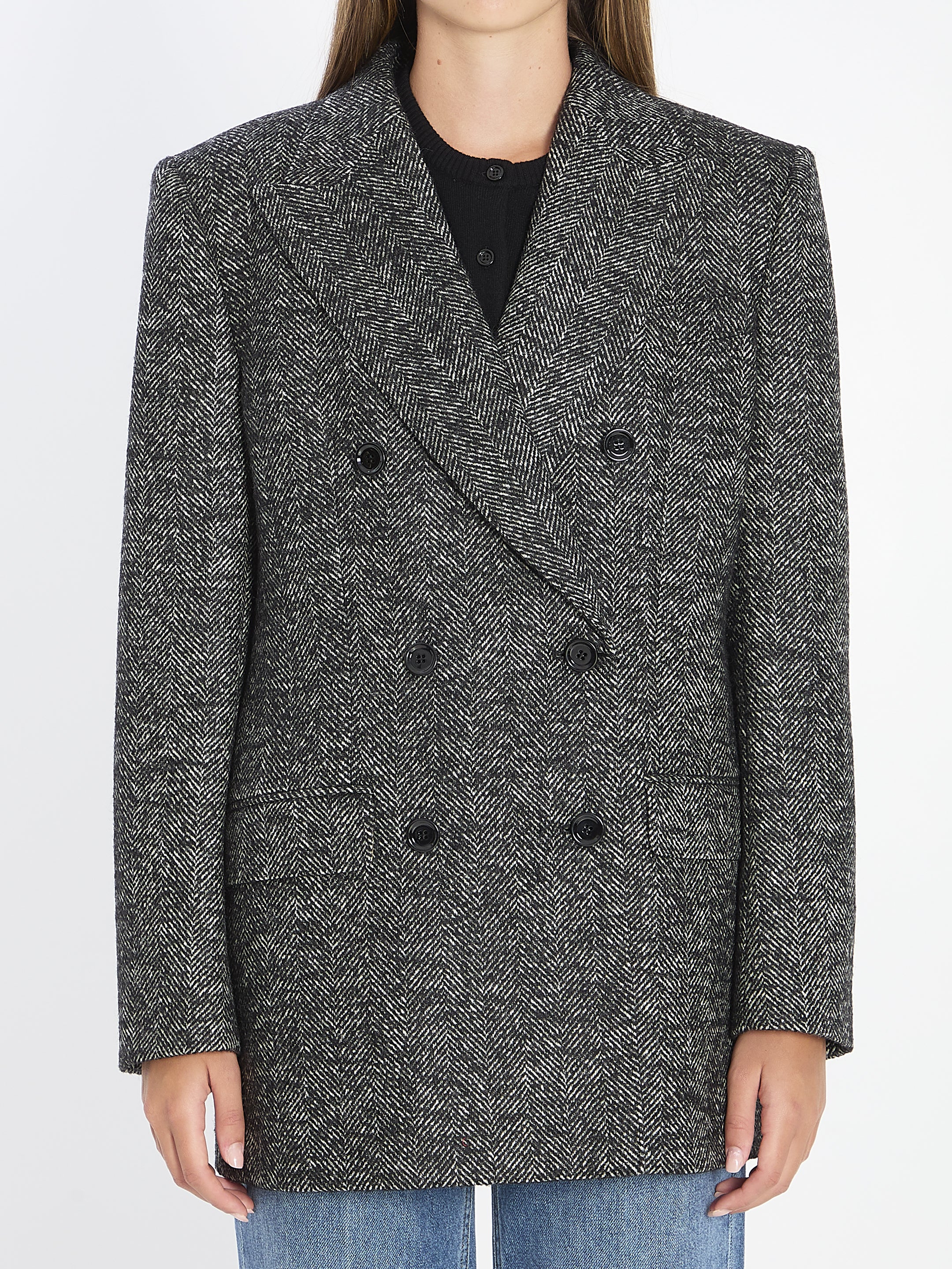 DOUBLE-BREASTED CHEVRON JACKET Dolce & Gabbana BLACK 38
