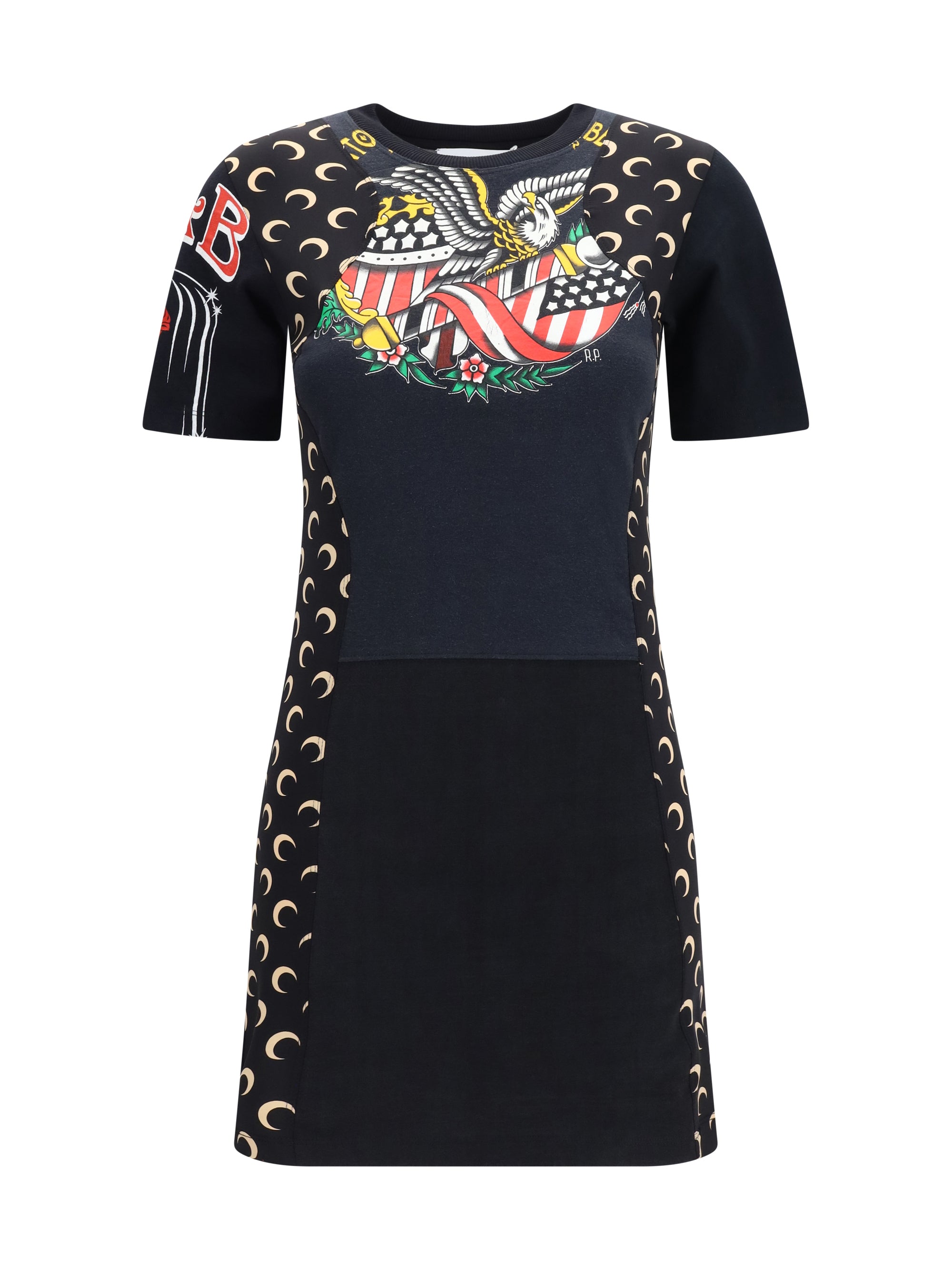 Black Marine Serre recycled jersey dress, side angle view
