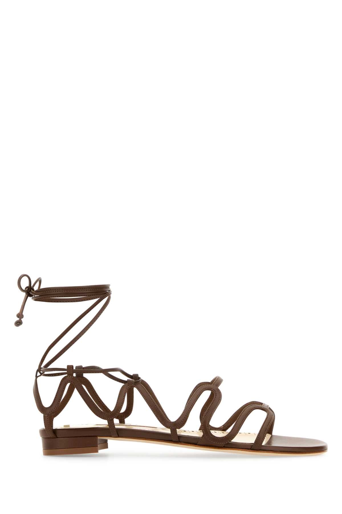 BROWN LEATHER FAWDA SANDALS Manolo Blahnik BROWN 41