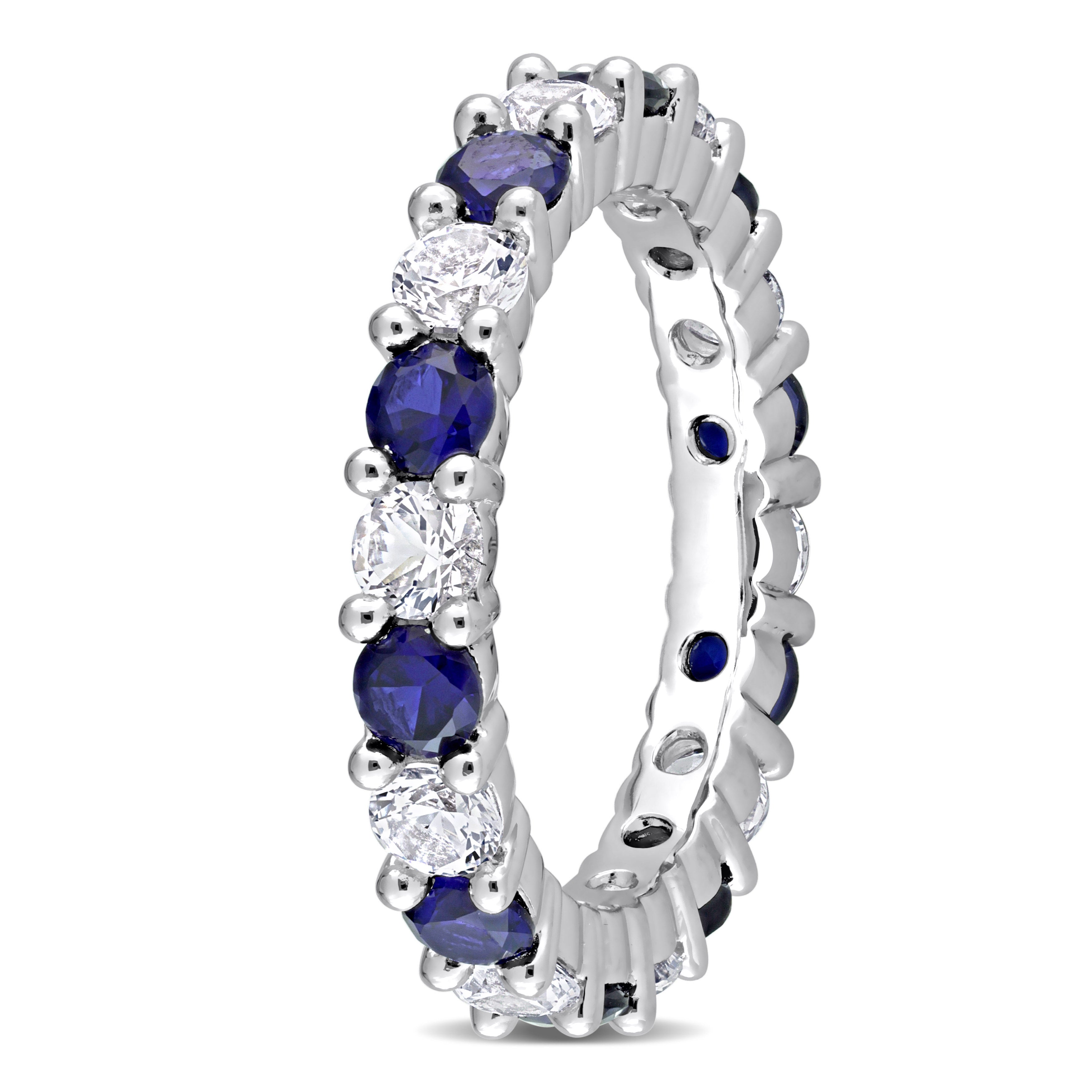 Blue sapphire eternity band, side profile view by Lord & Taylor