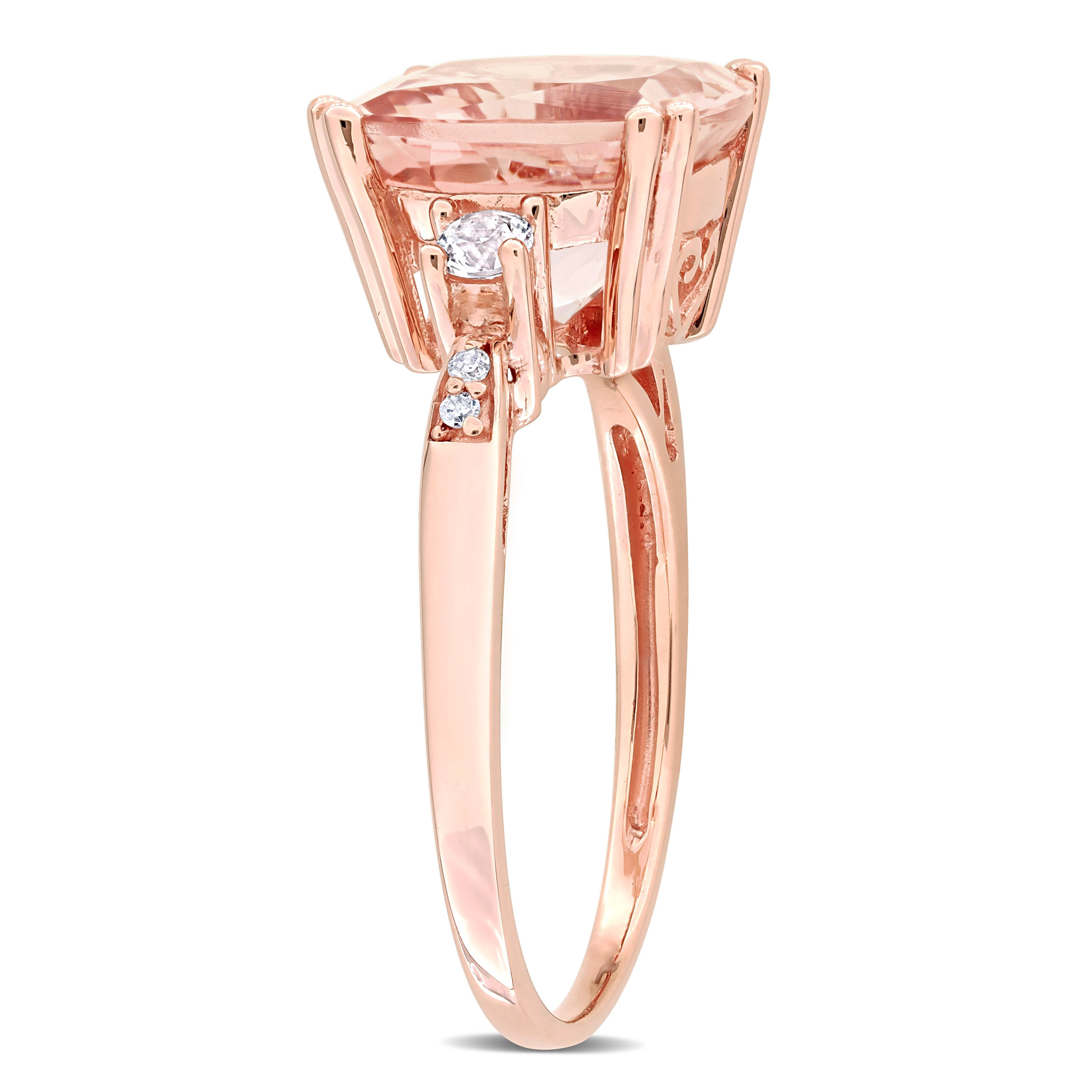 Morganite & Created White Sapphire Ring with Diamonds in 10k Rose Gold Jewelry Lord & Taylor