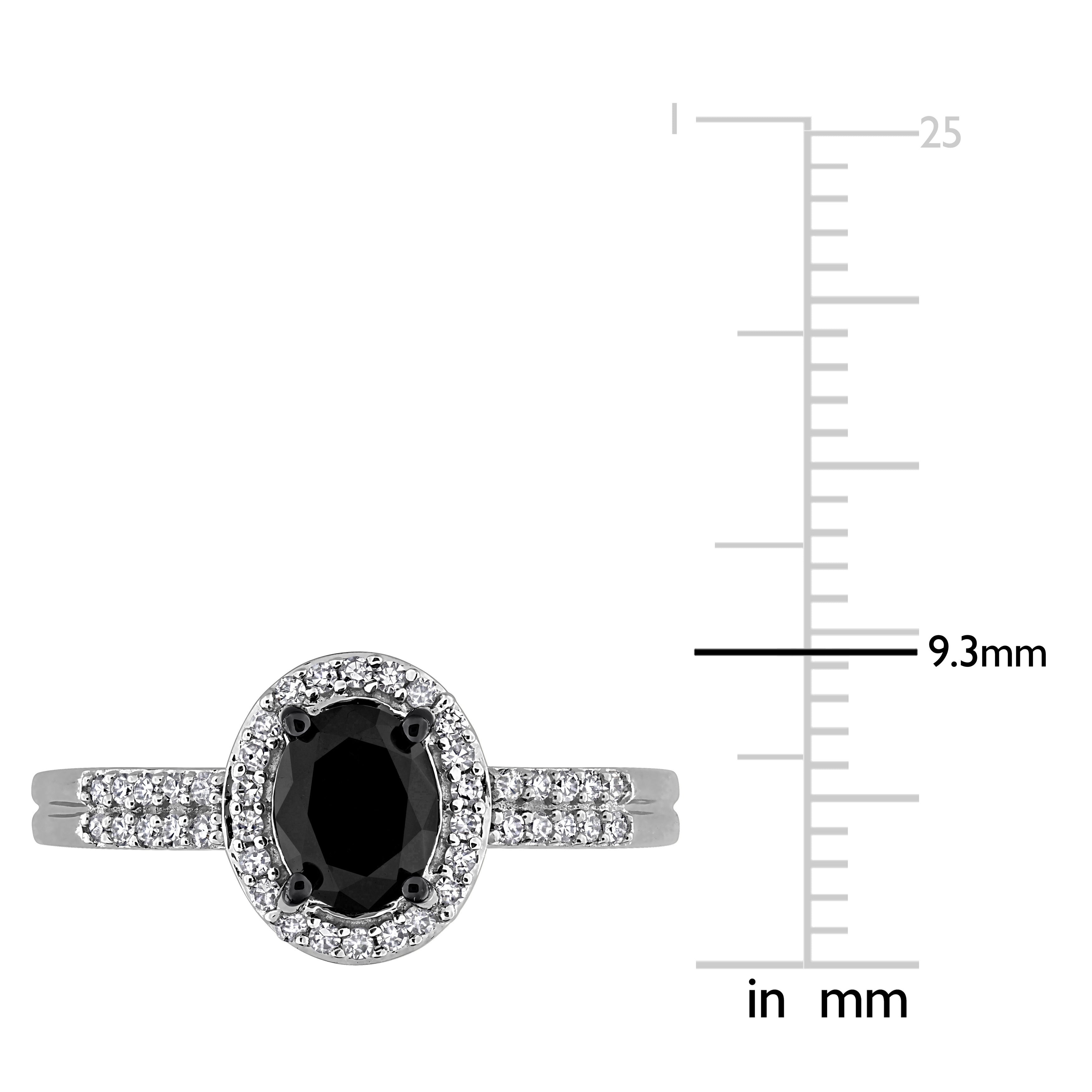 White gold oval halo engagement ring by Delmar, close-up of diamond halo detail