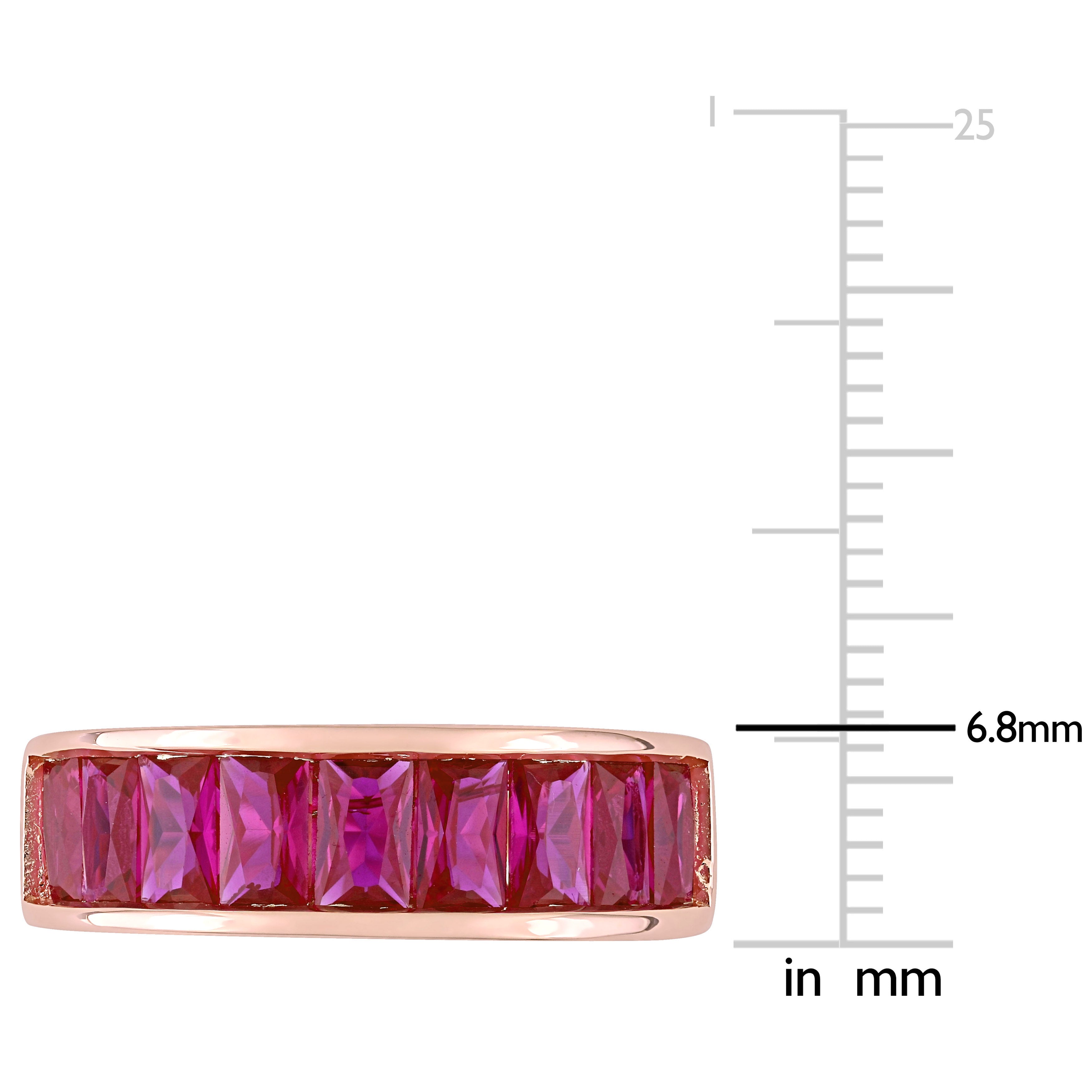 Ruby rose-plated band close-up showing channel setting detail