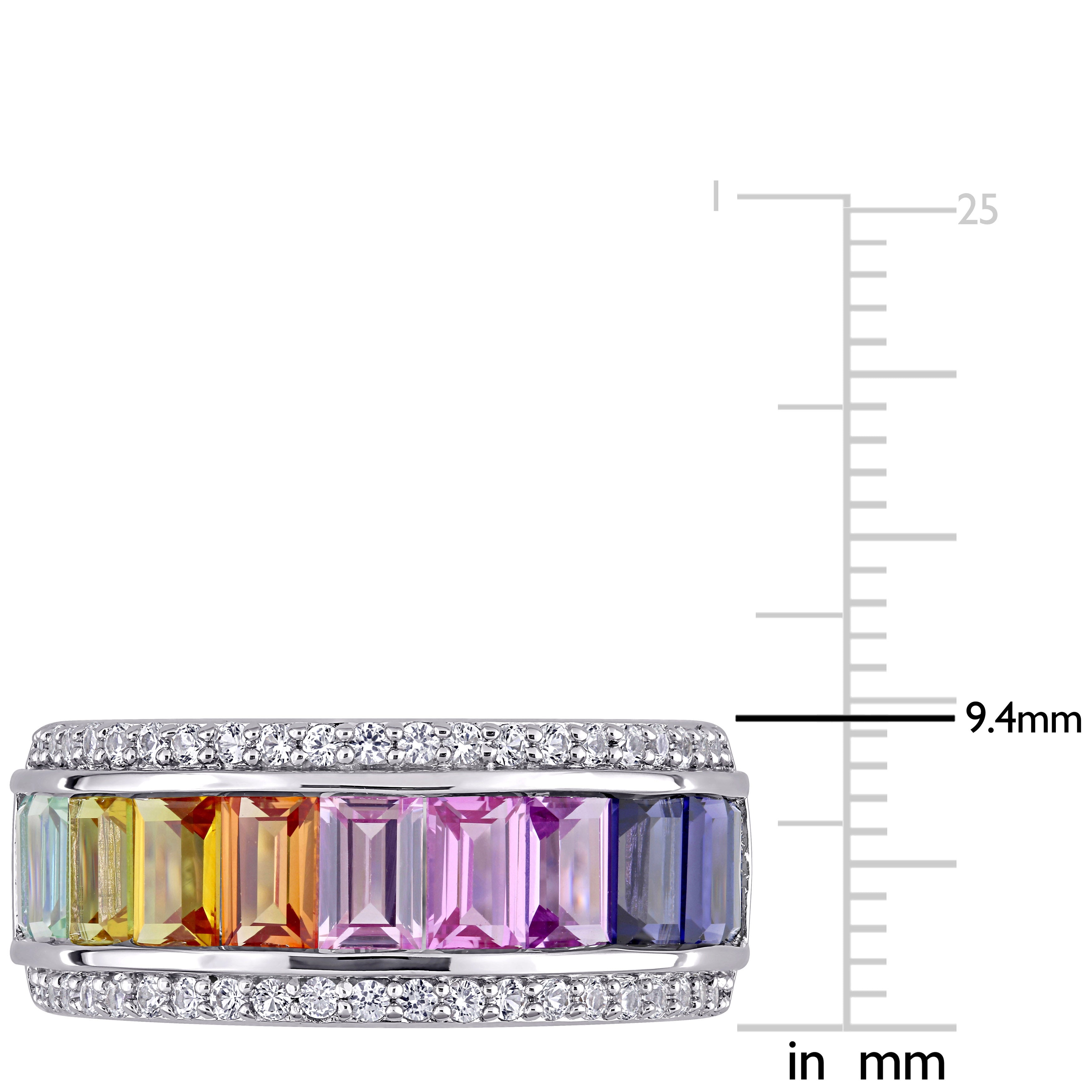 Close-up of baguette-cut created sapphires in multicolor arrangement by Lord & Taylor