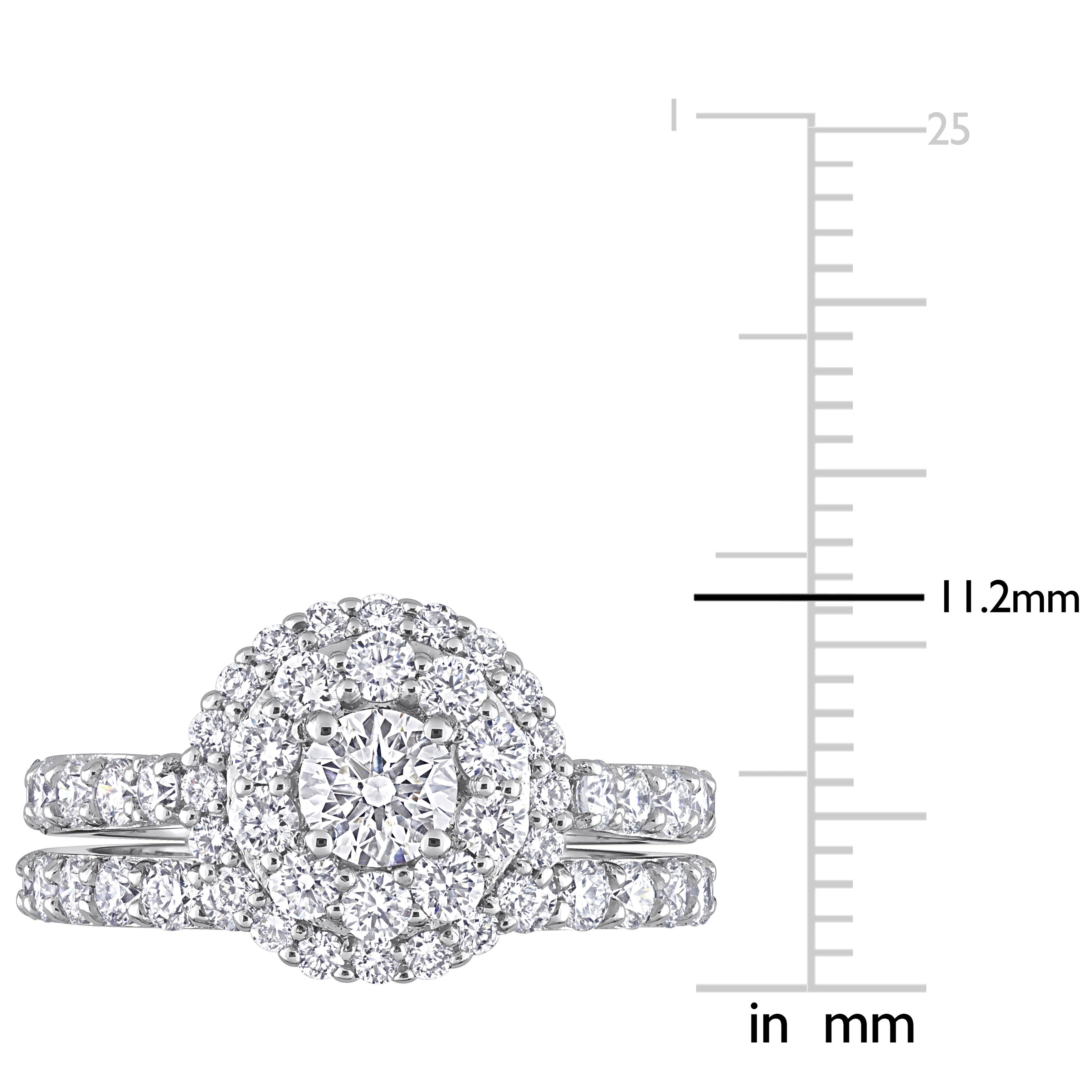 1 3/4ct TW Lab-Grown Diamond Double Halo Bridal Ring Set in 14k White Gold Jewelry Lord & Taylor