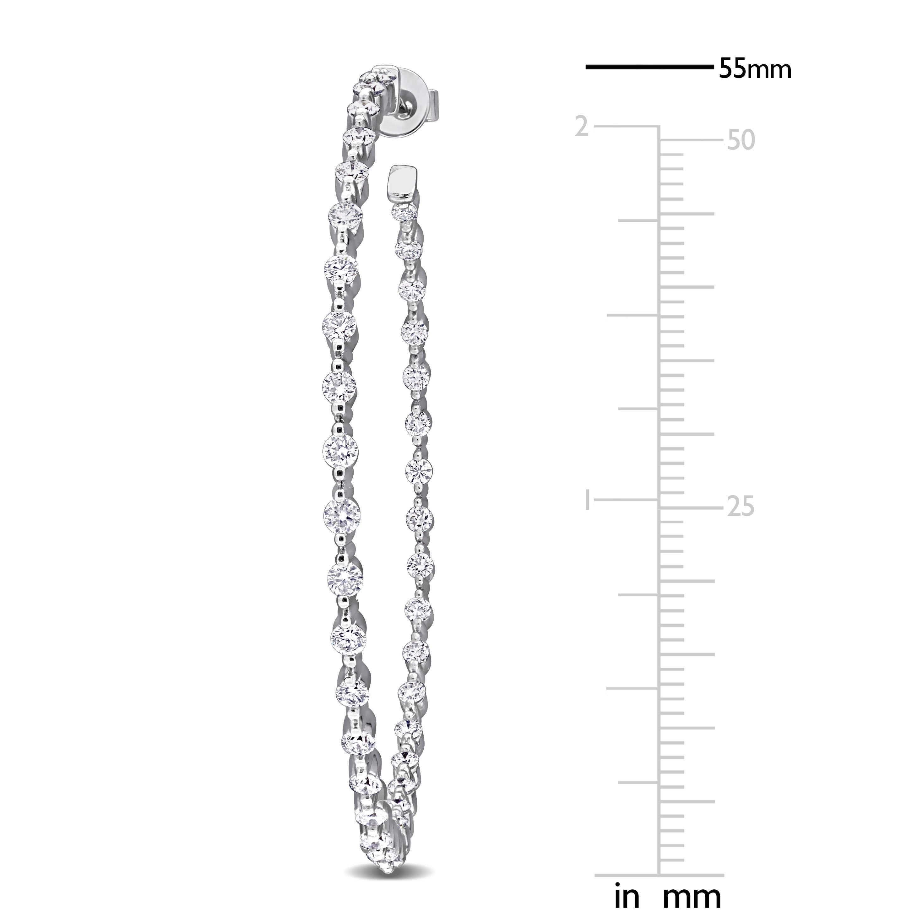 2 3/4ct TW Lab-Grown Diamond Inside Out Hoop Earrings in 14k White Gold Jewelry Lord & Taylor