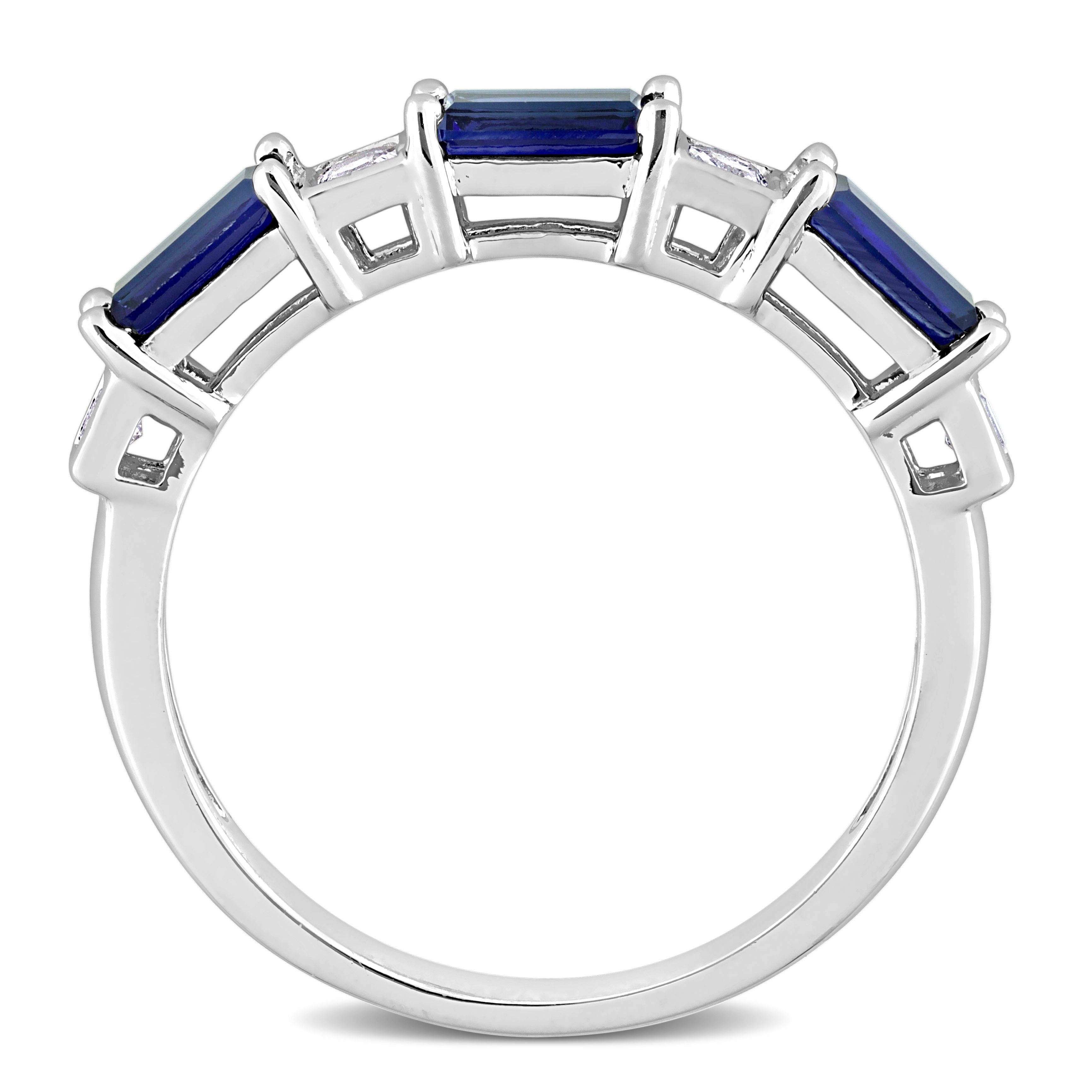 Created blue and white sapphire band ring by Lord & Taylor, side angle