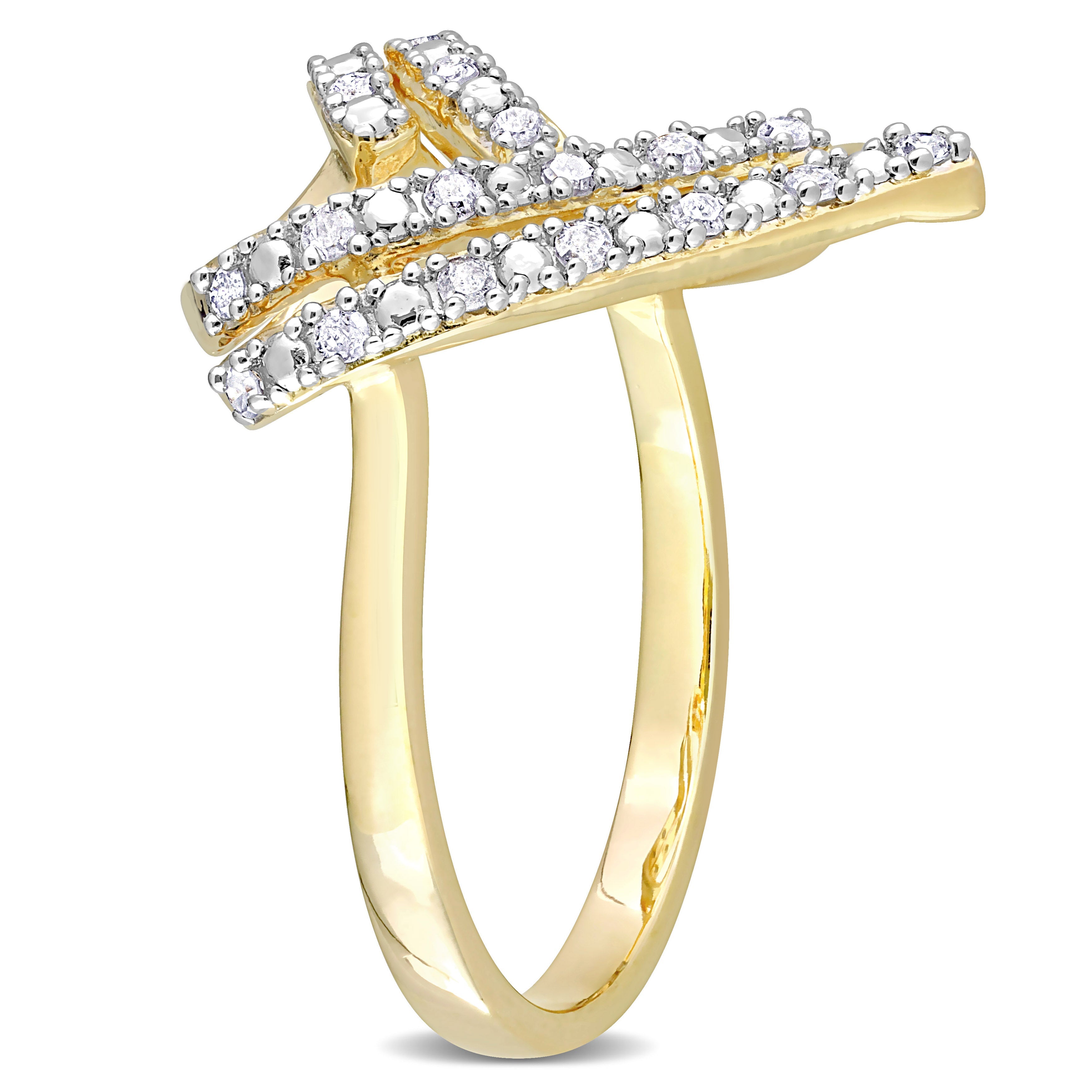 Diamond open heart ring in sterling silver, back view showing band