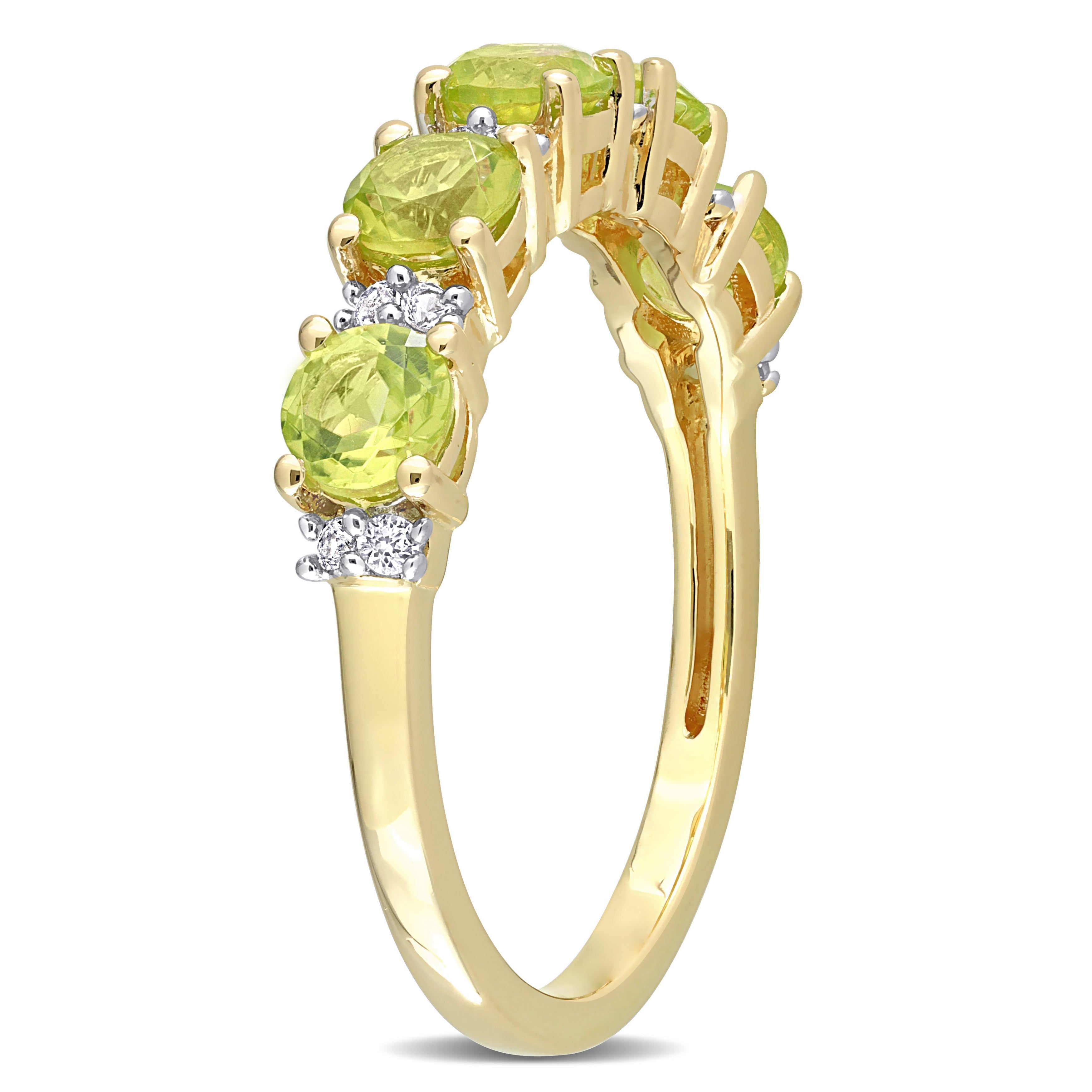 Peridot and white sapphire ring, side profile view by Lord & Taylor