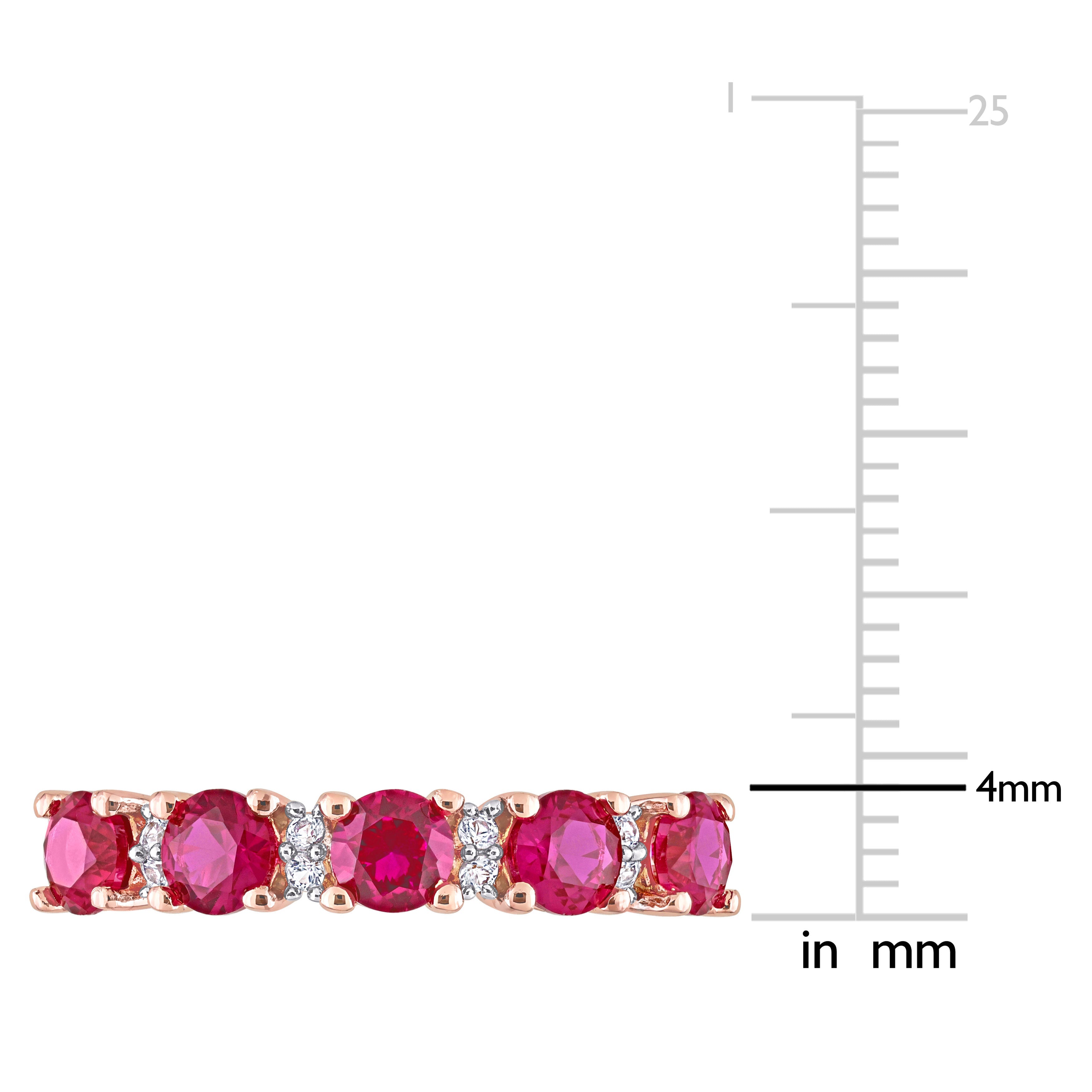 Created ruby five-stone ring, detail of rose-plated setting by Lord & Taylor