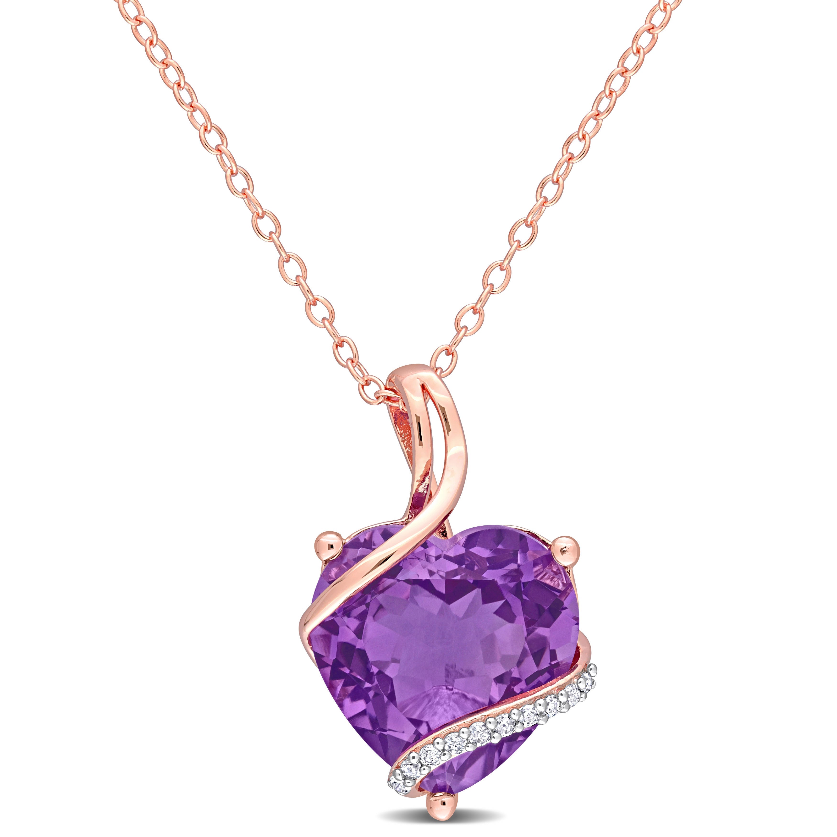 Amethyst heart pendant necklace in sterling silver by Delmar, front view