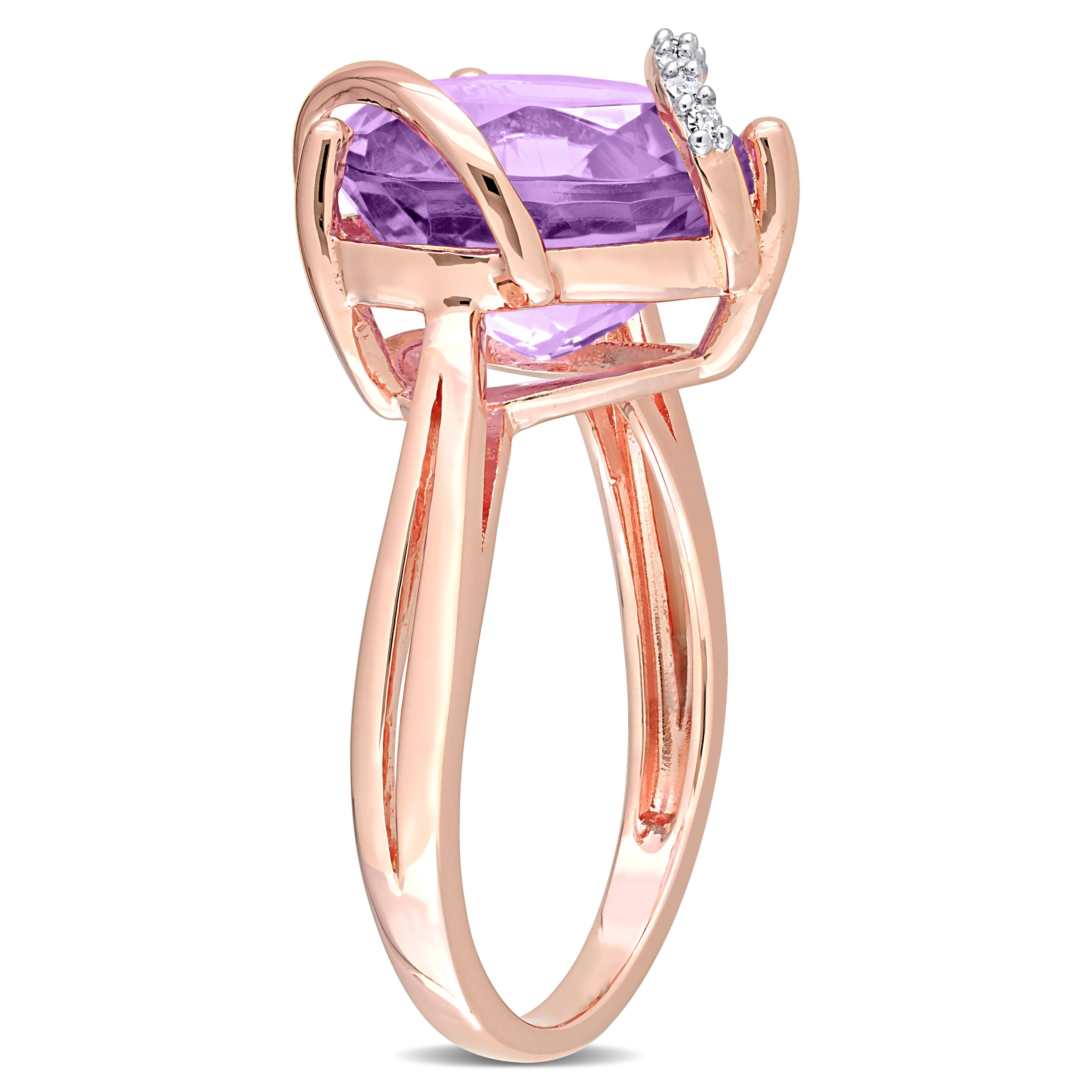 Amethyst heart ring with diamond accents by Delmar, back view
