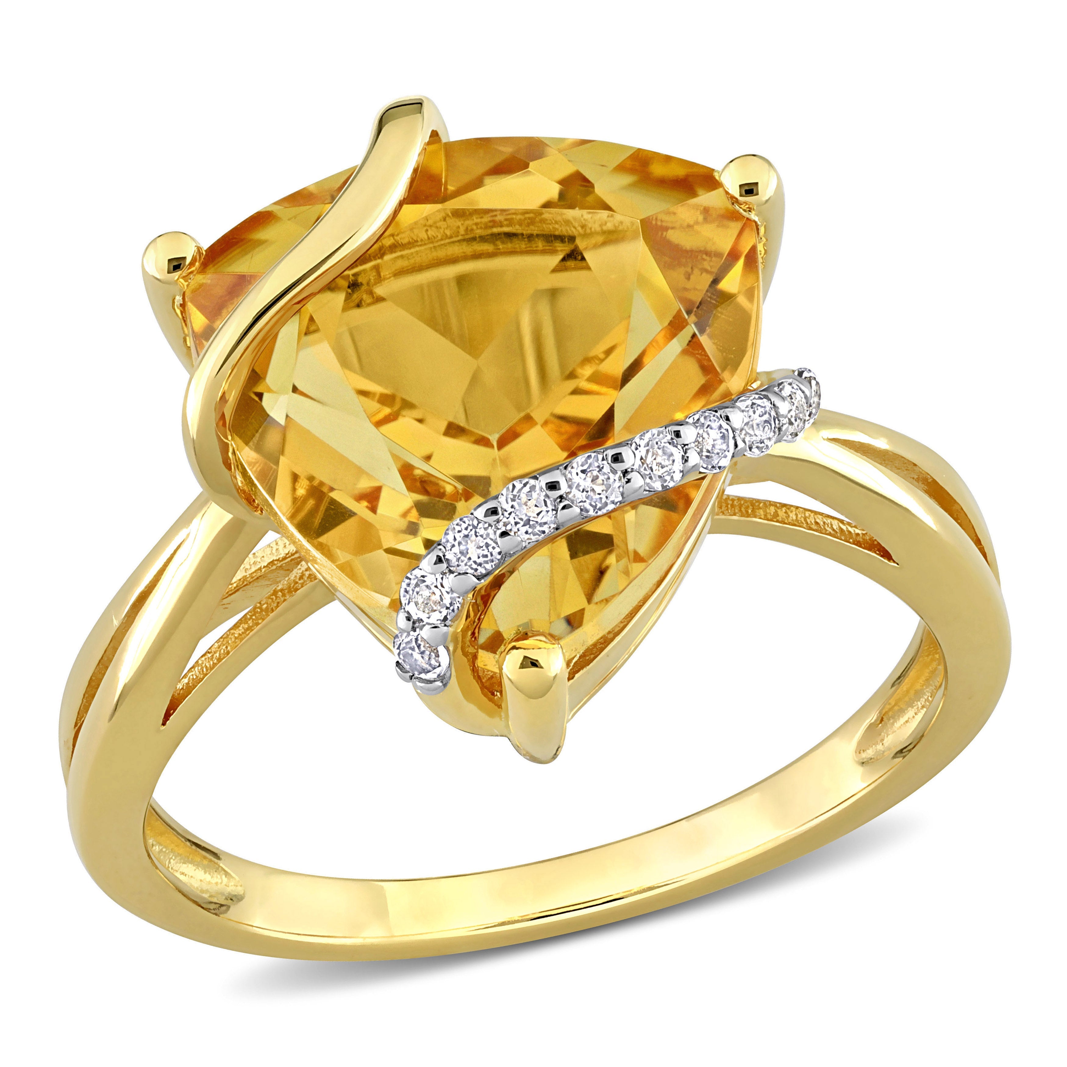 Citrine sterling silver swirl ring, front view by Lord & Taylor