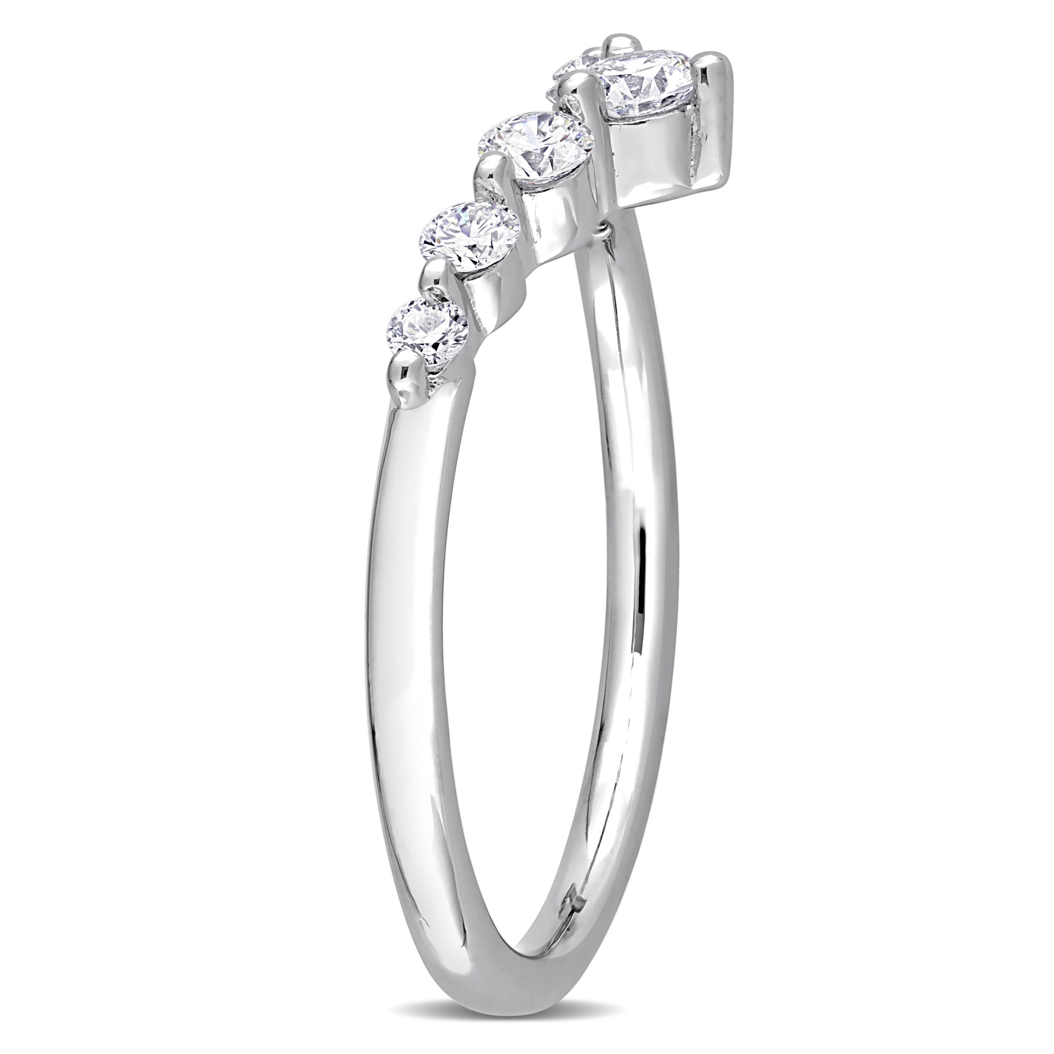 Lab-grown diamond chevron ring in platinum sterling silver, back view by Lord & Taylor