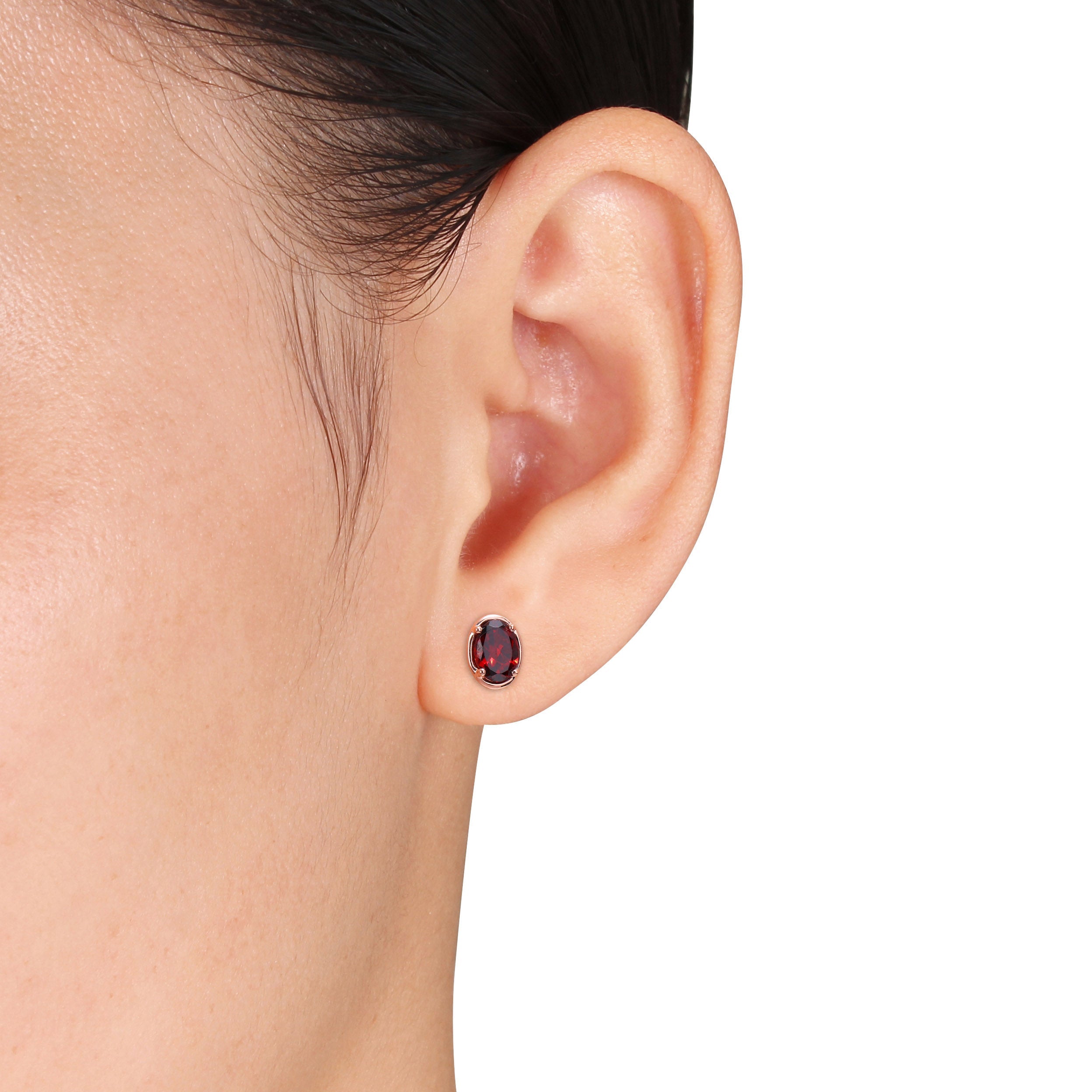 Oval Garnet Stud Earrings in 14k Rose Gold Jewelry Lord & Taylor