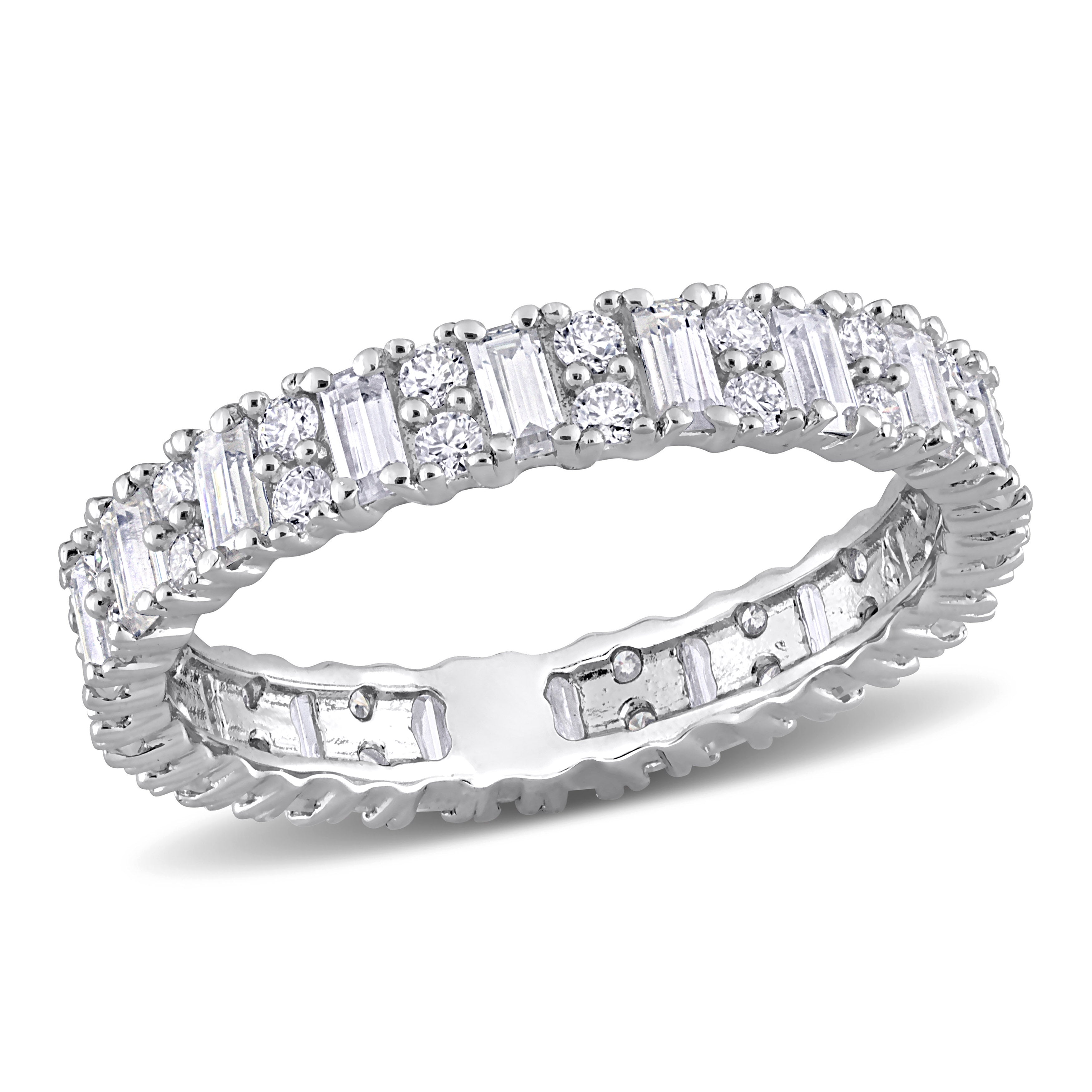 Sterling silver moissanite eternity band by Lord & Taylor, front view