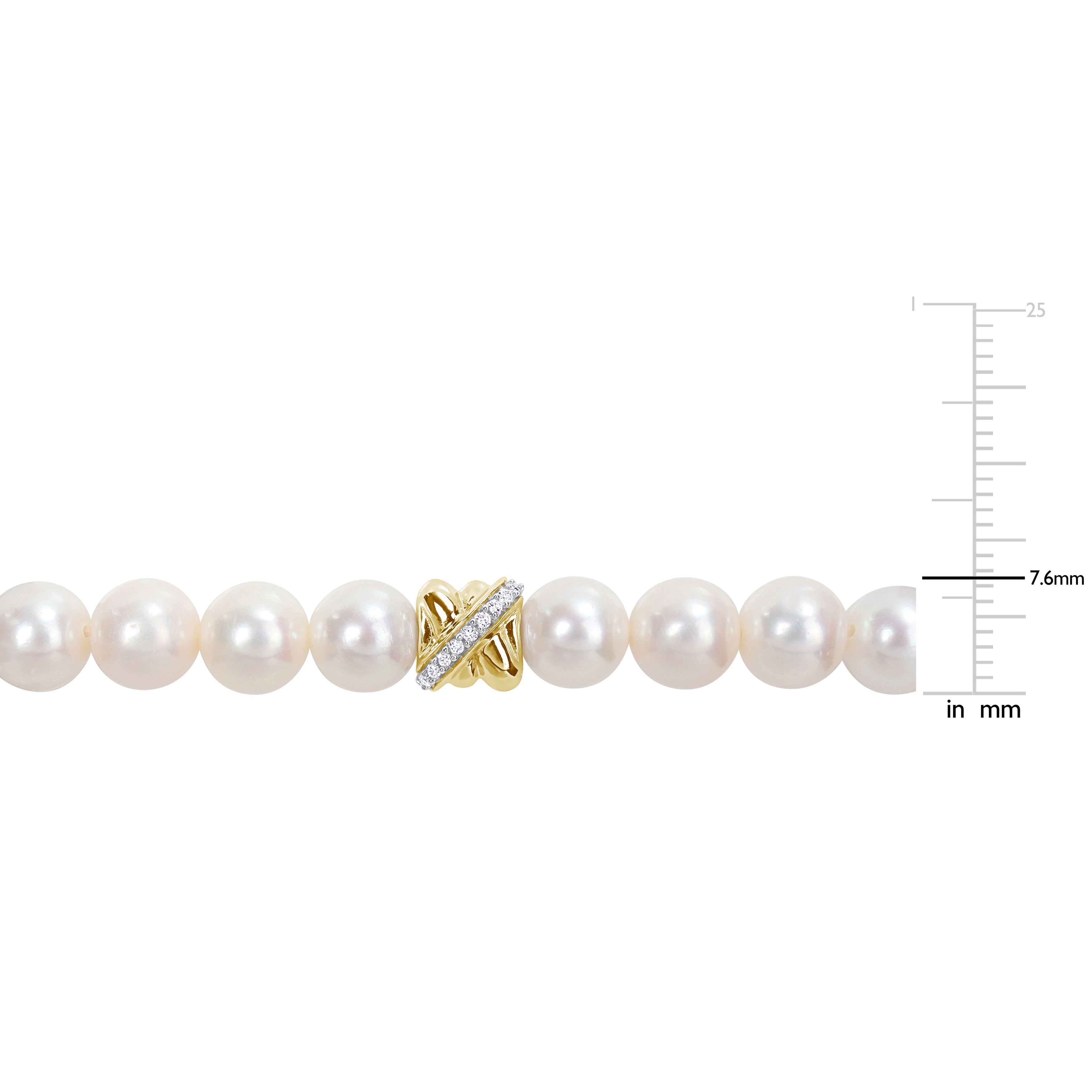 Cultured Freshwater Pearl & 1/10ct TW Diamond Strand Crossover Bracelet in 14k White Gold Jewelry Lord & Taylor