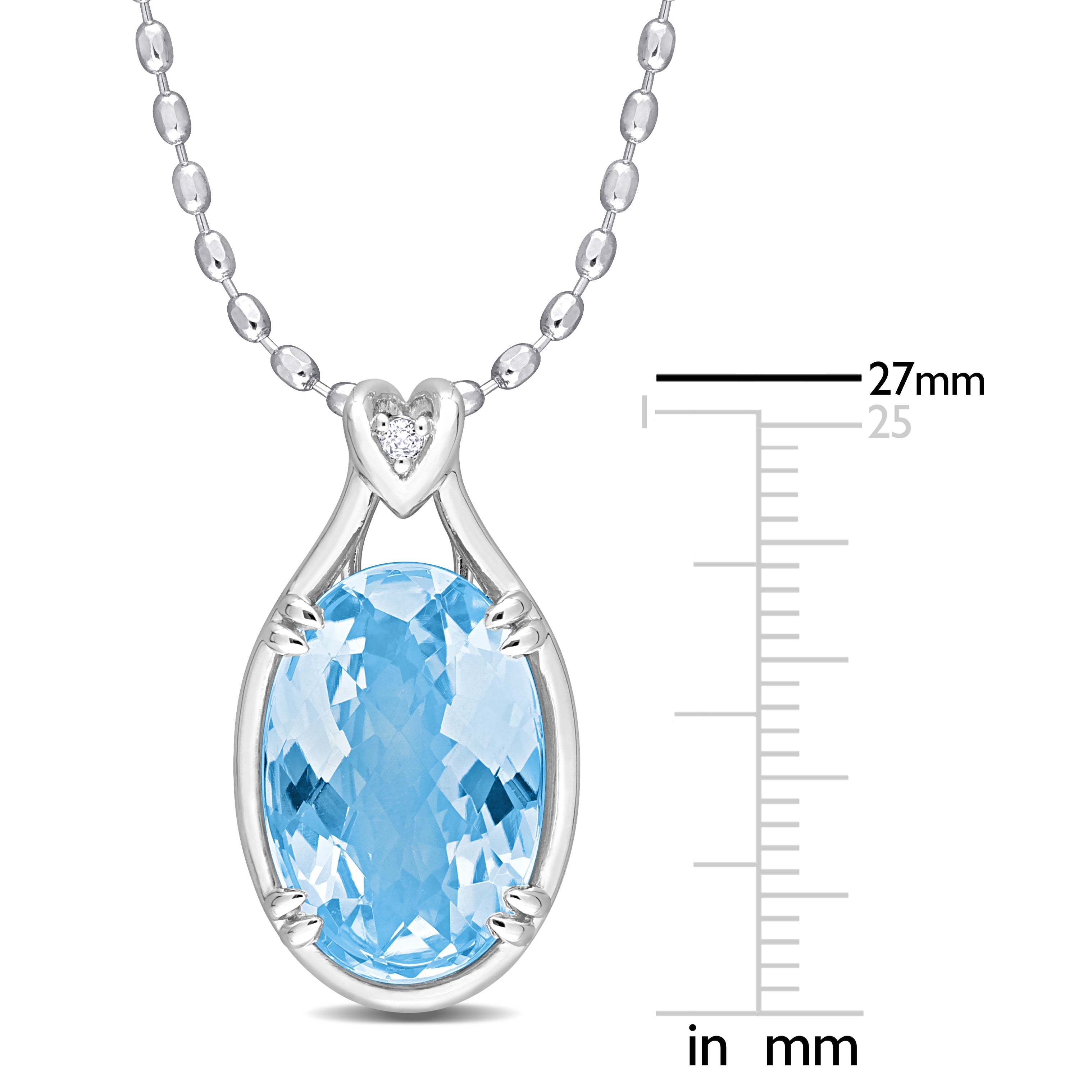 Blue topaz checkerboard-cut gemstone pendant, close-up by Lord & Taylor