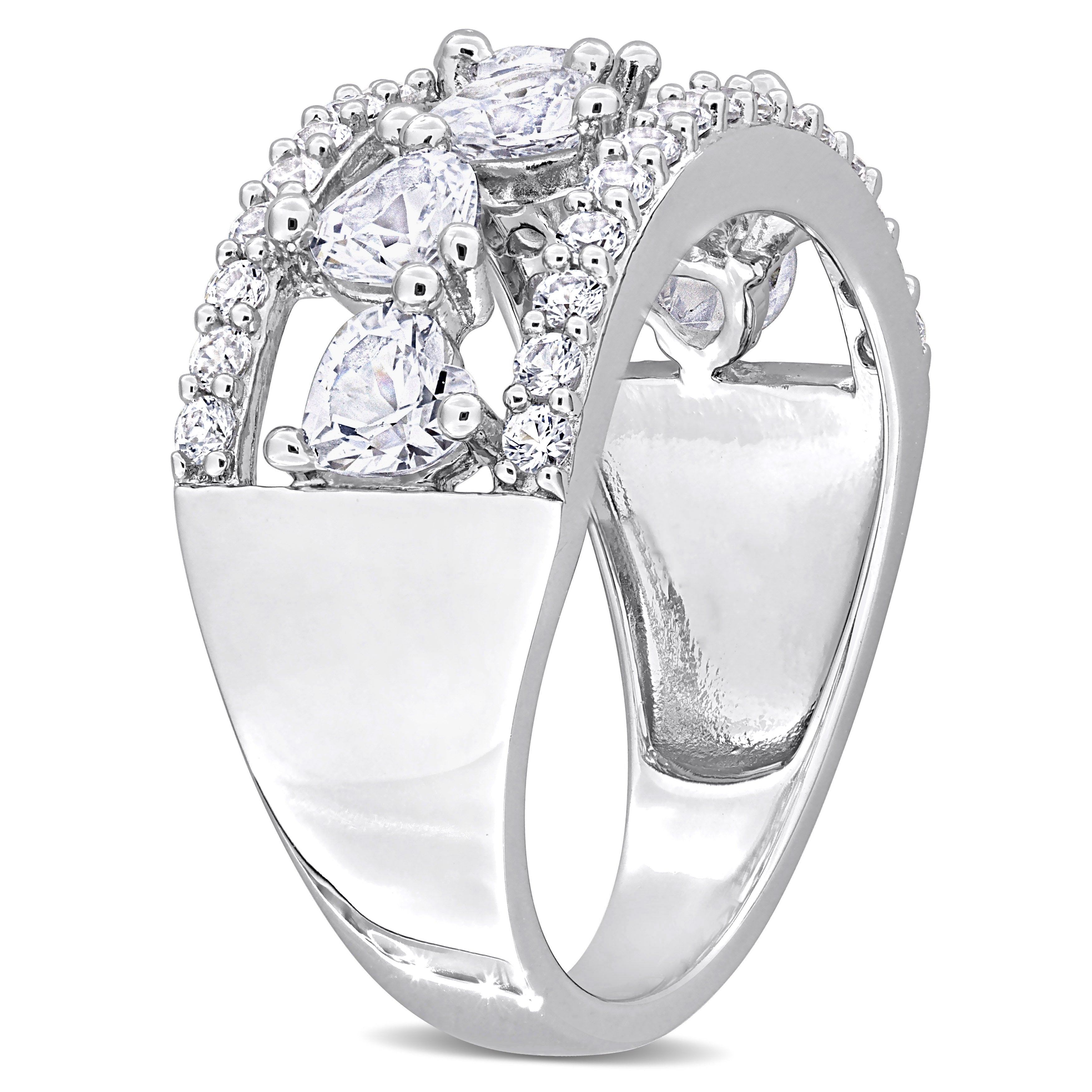 Sterling silver heart ring with created white sapphire, back view by Lord & Taylor