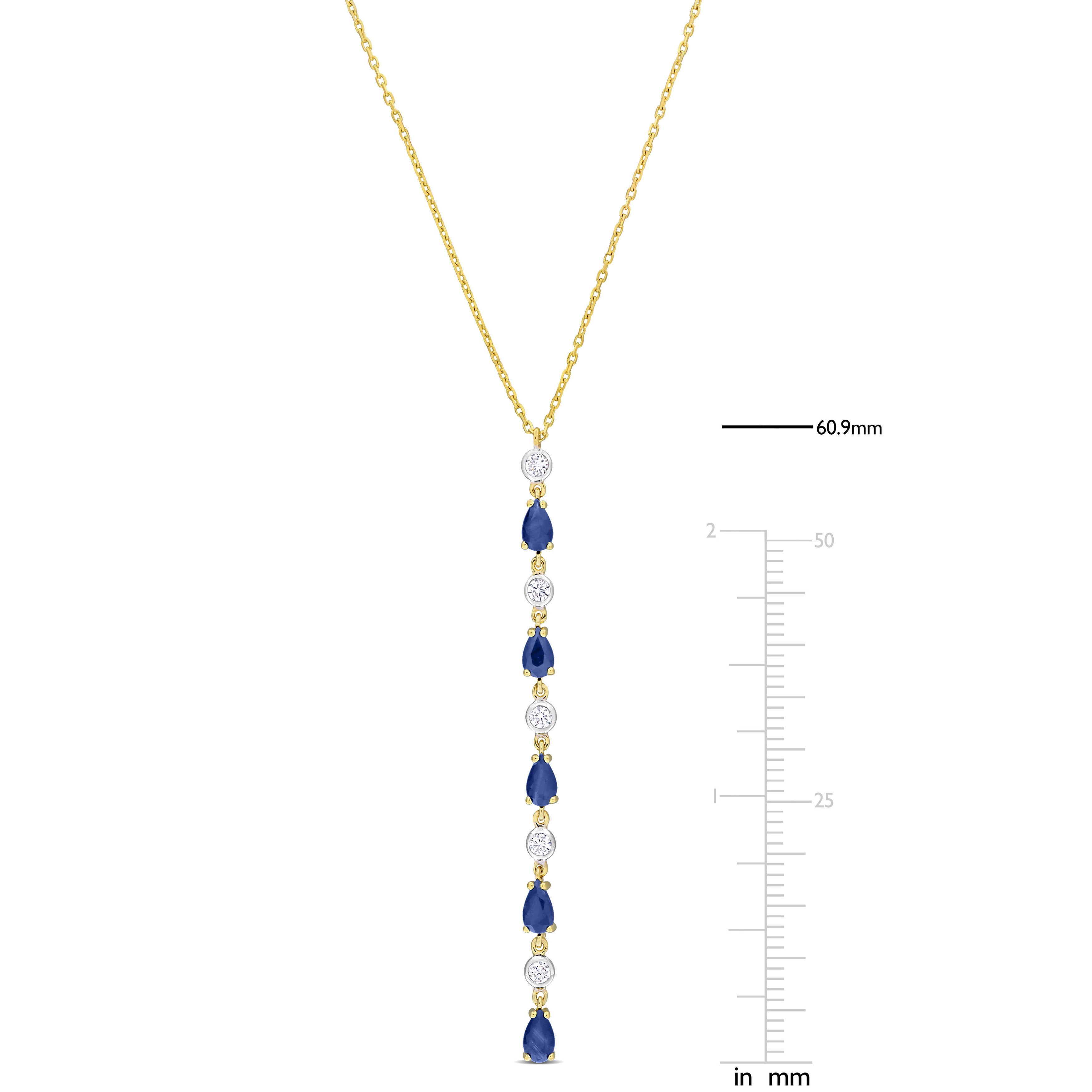 Sapphire & Diamond Lariat Necklace in 14k Yellow Gold Jewelry Lord & Taylor