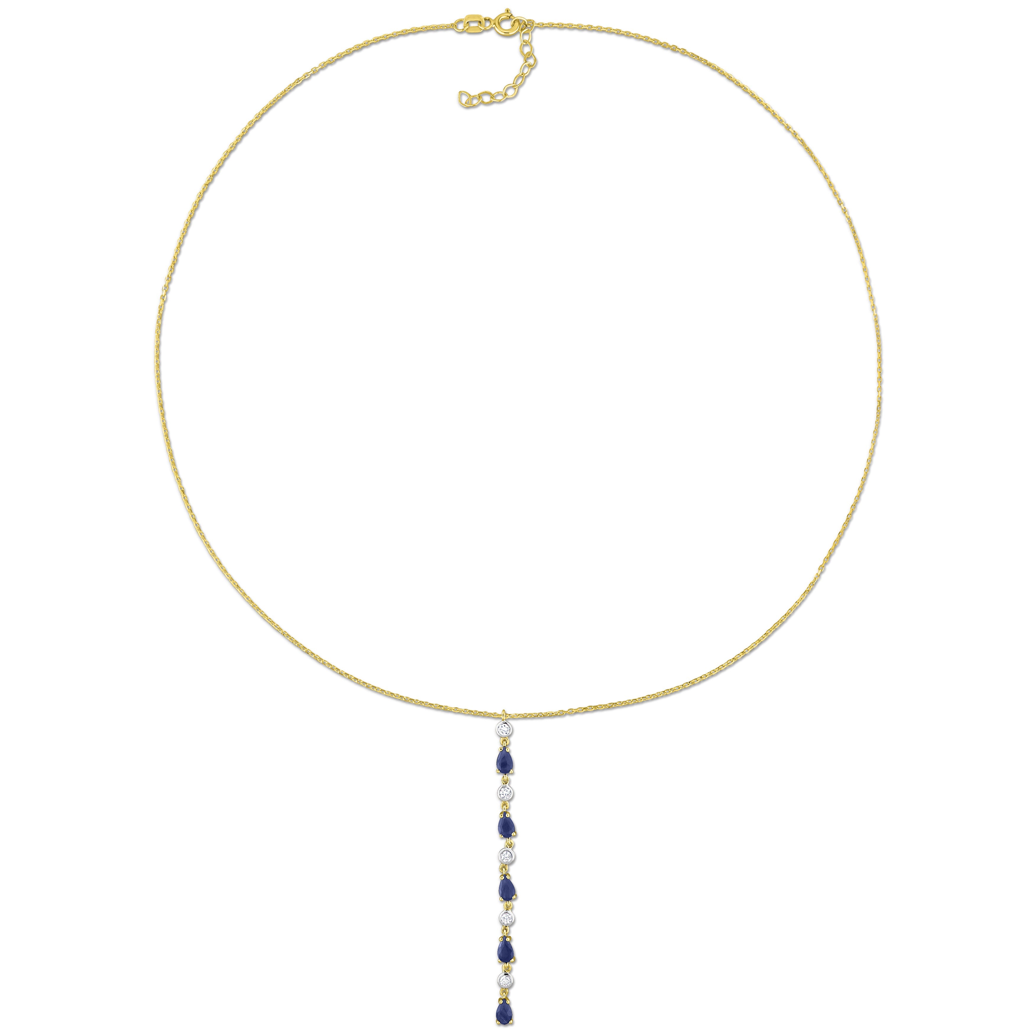 Sapphire & Diamond Lariat Necklace in 14k Yellow Gold Jewelry Lord & Taylor