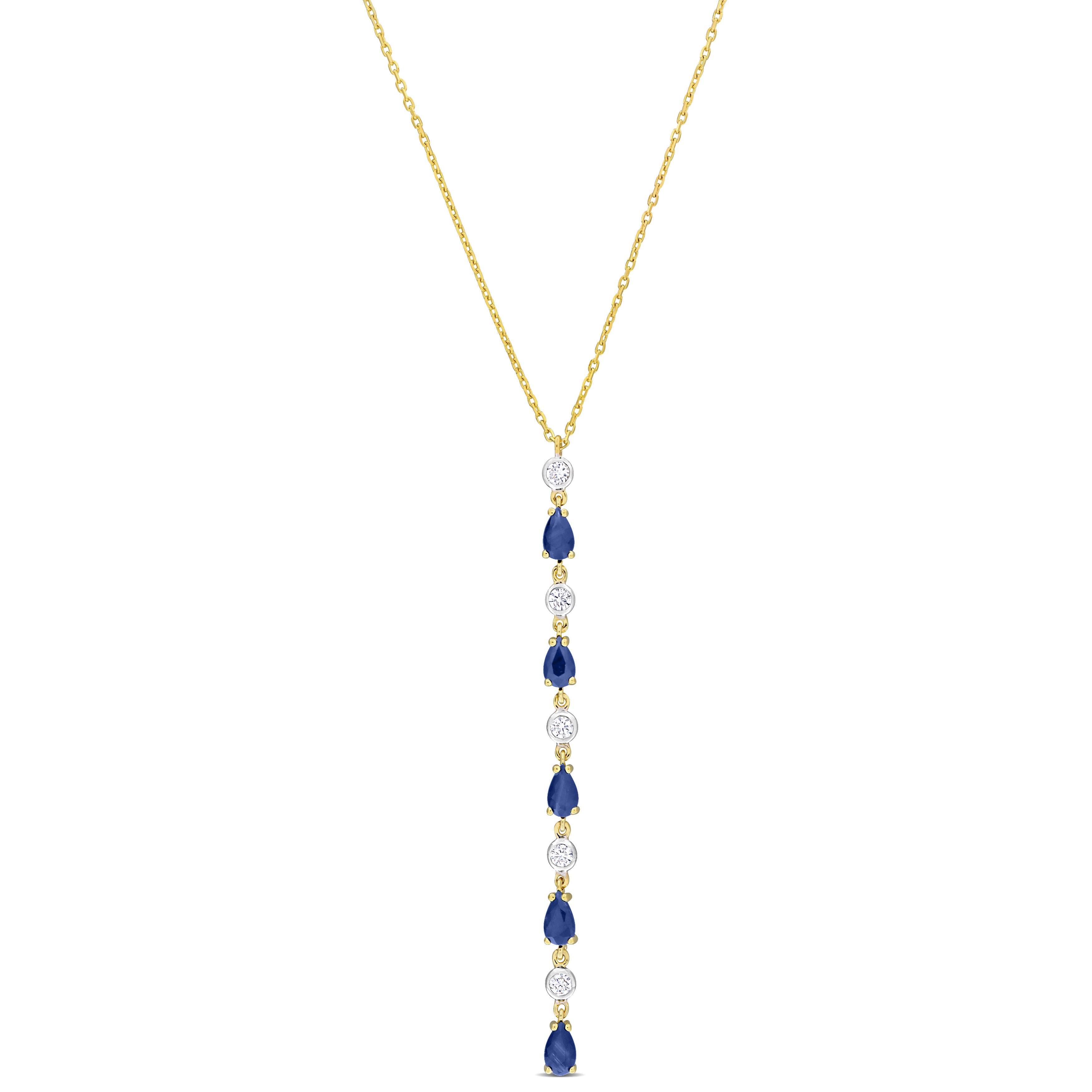 Sapphire & Diamond Lariat Necklace in 14k Yellow Gold Jewelry Lord & Taylor