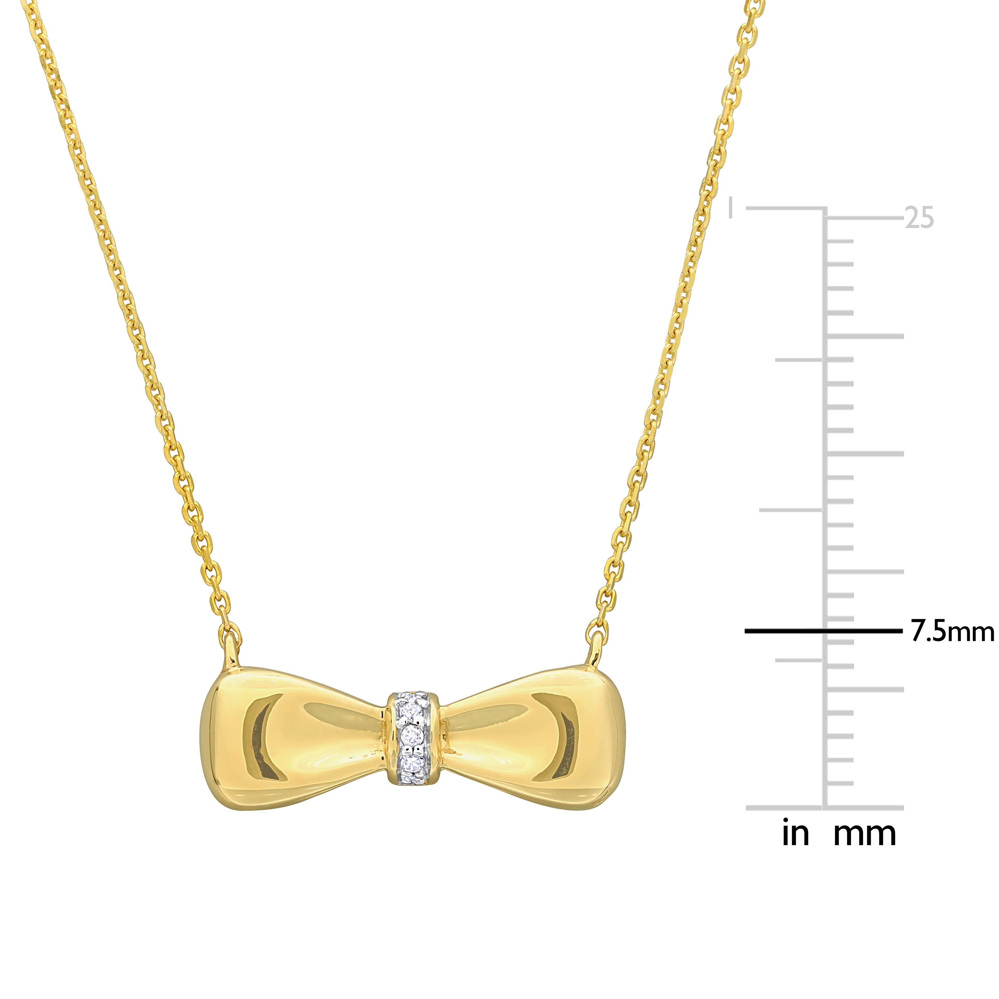 Diamond Accent Bow Necklace in 10k Yellow Gold Jewelry Lord & Taylor