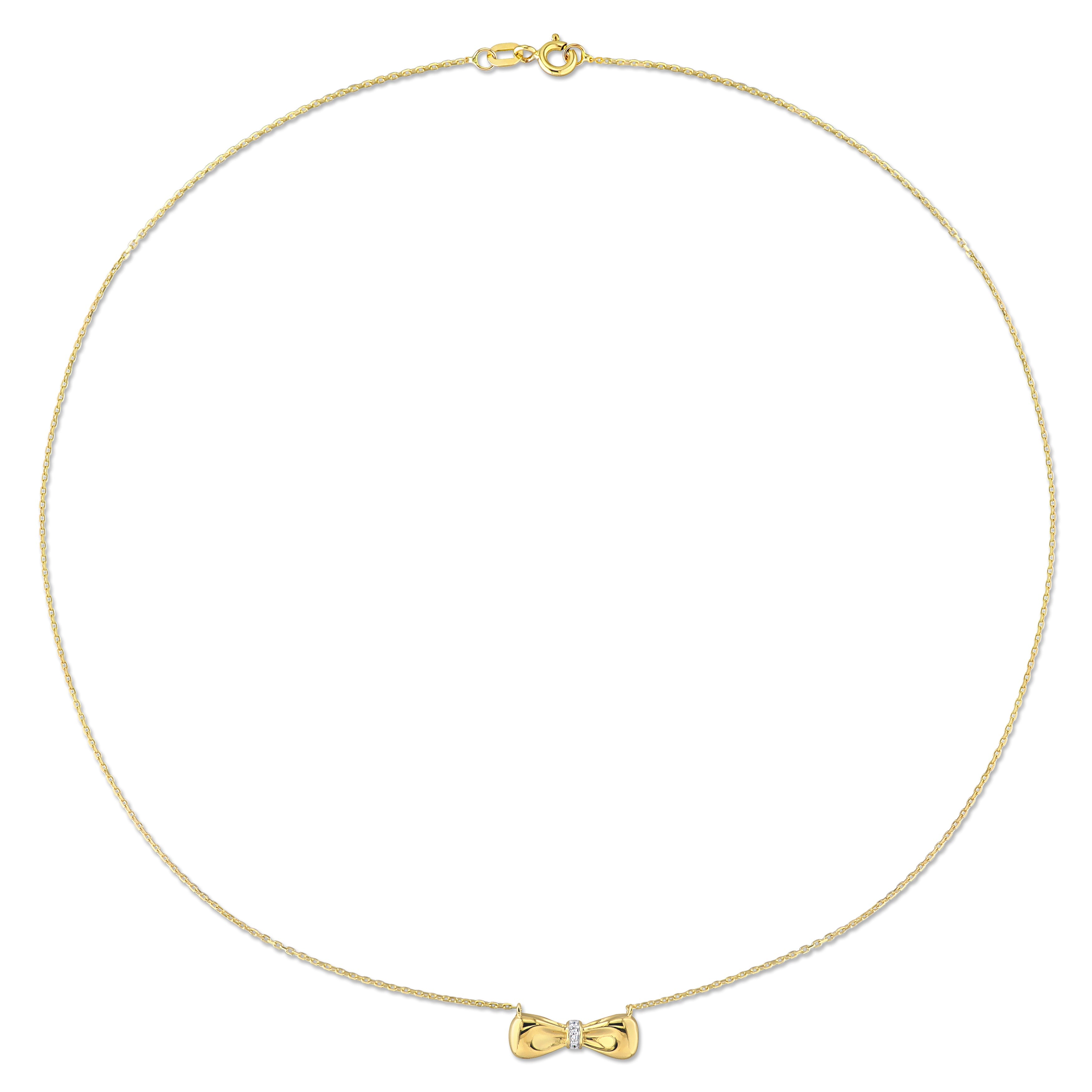Diamond Accent Bow Necklace in 10k Yellow Gold Jewelry Lord & Taylor