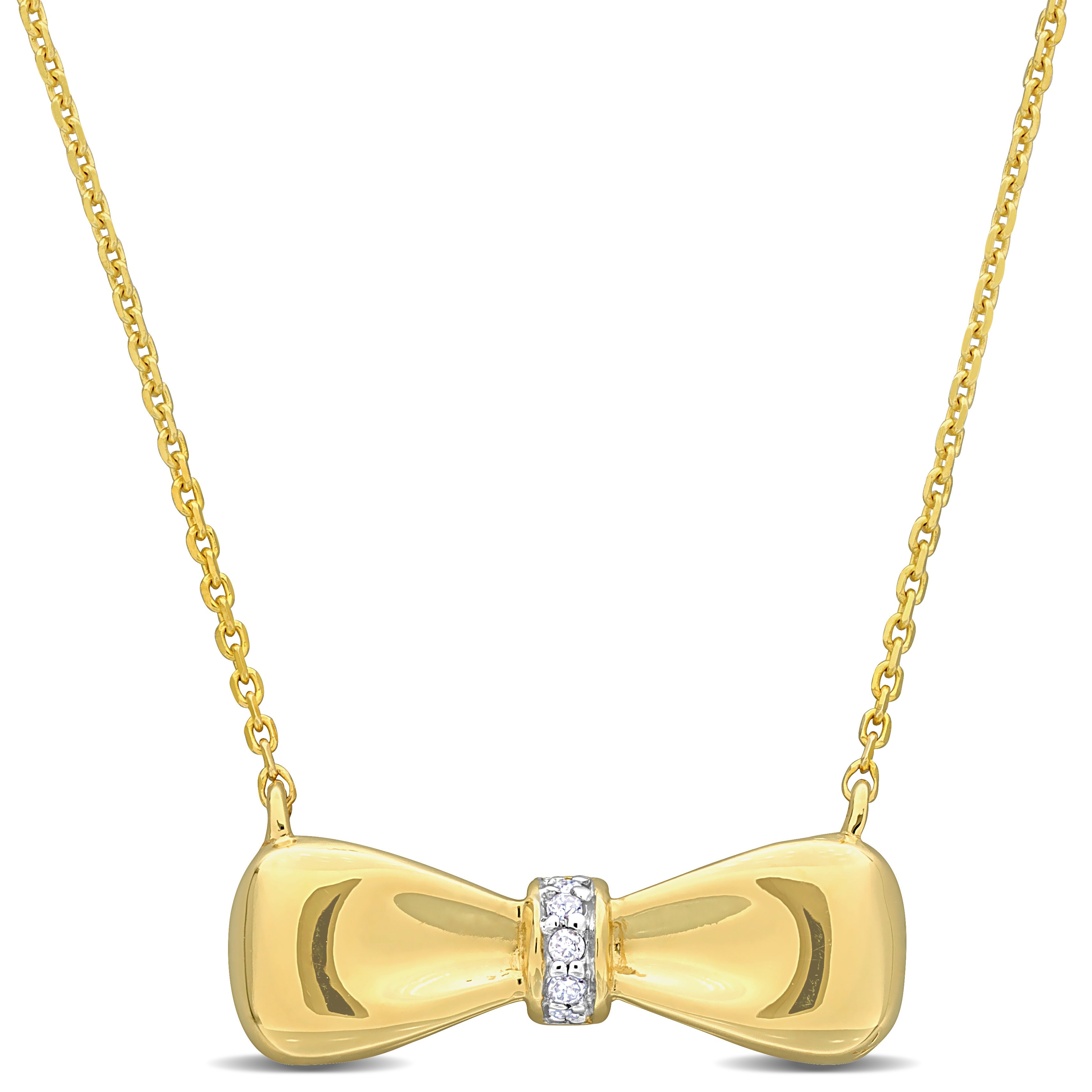 Diamond Accent Bow Necklace in 10k Yellow Gold Jewelry Lord & Taylor