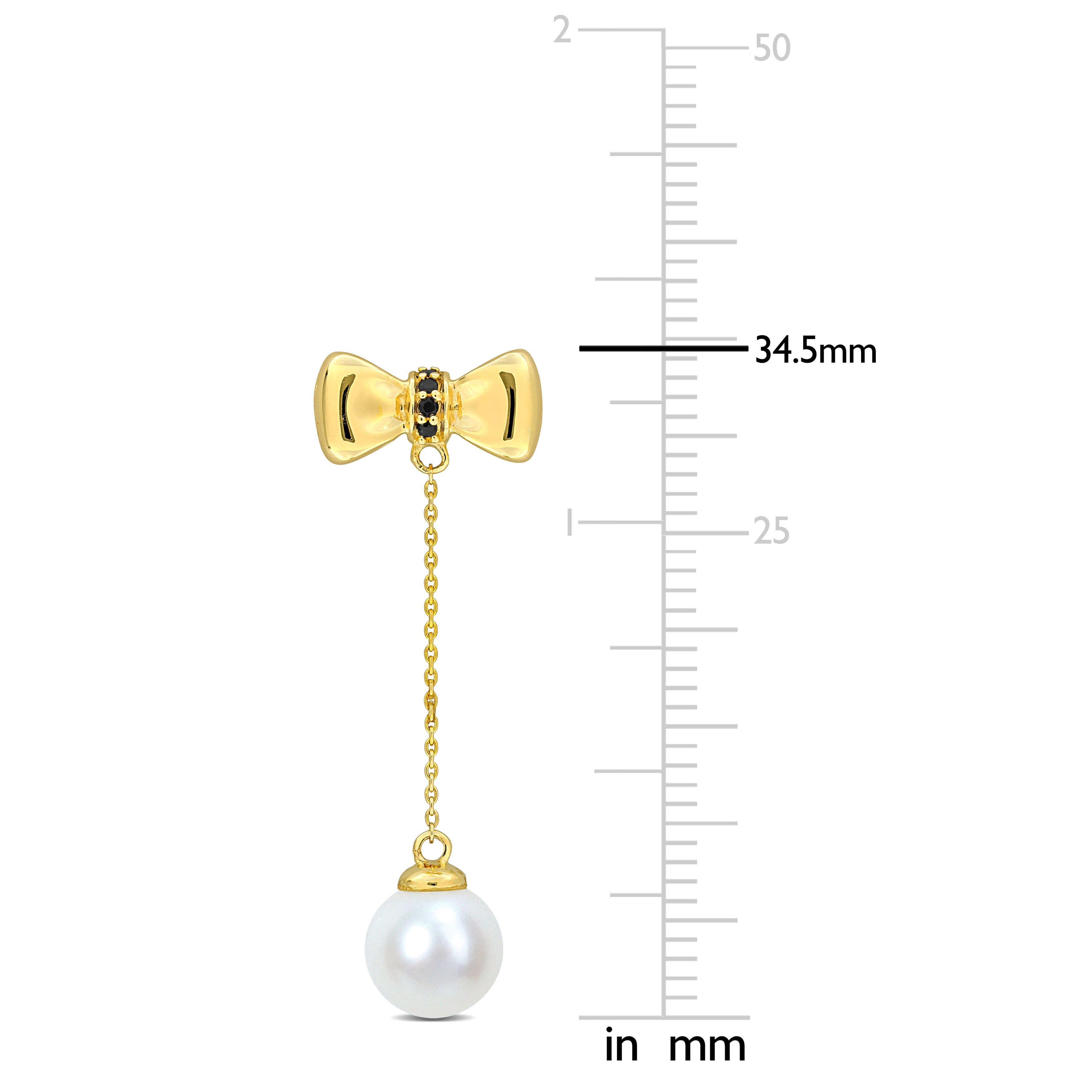 Cultured Freshwater Pearl & Sapphire Bow Tie Dangle Earrings in 10k Yellow Gold Jewelry Lord & Taylor