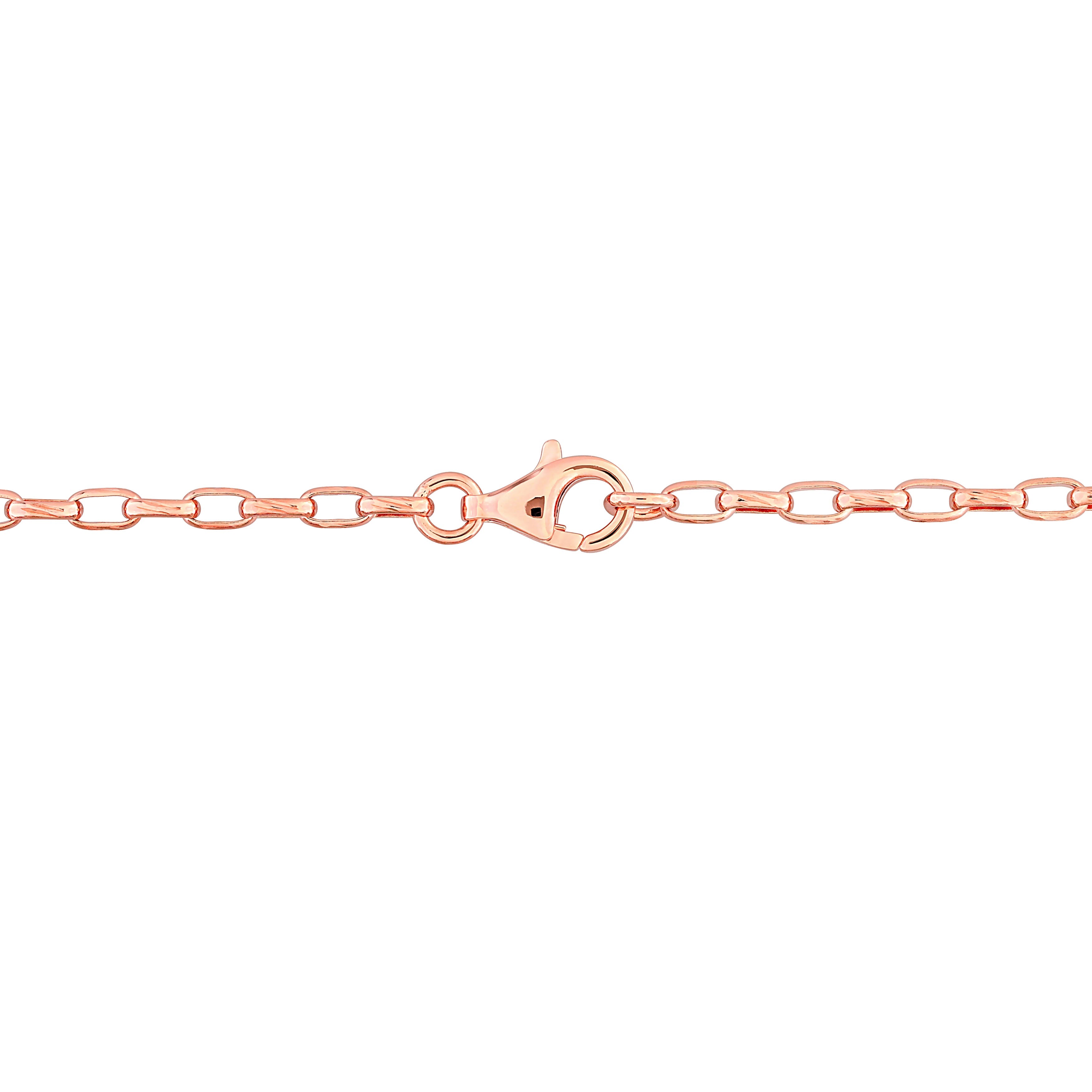 Rose gold plated amethyst heart necklace, back view showing rolo chain by Lord & Taylor