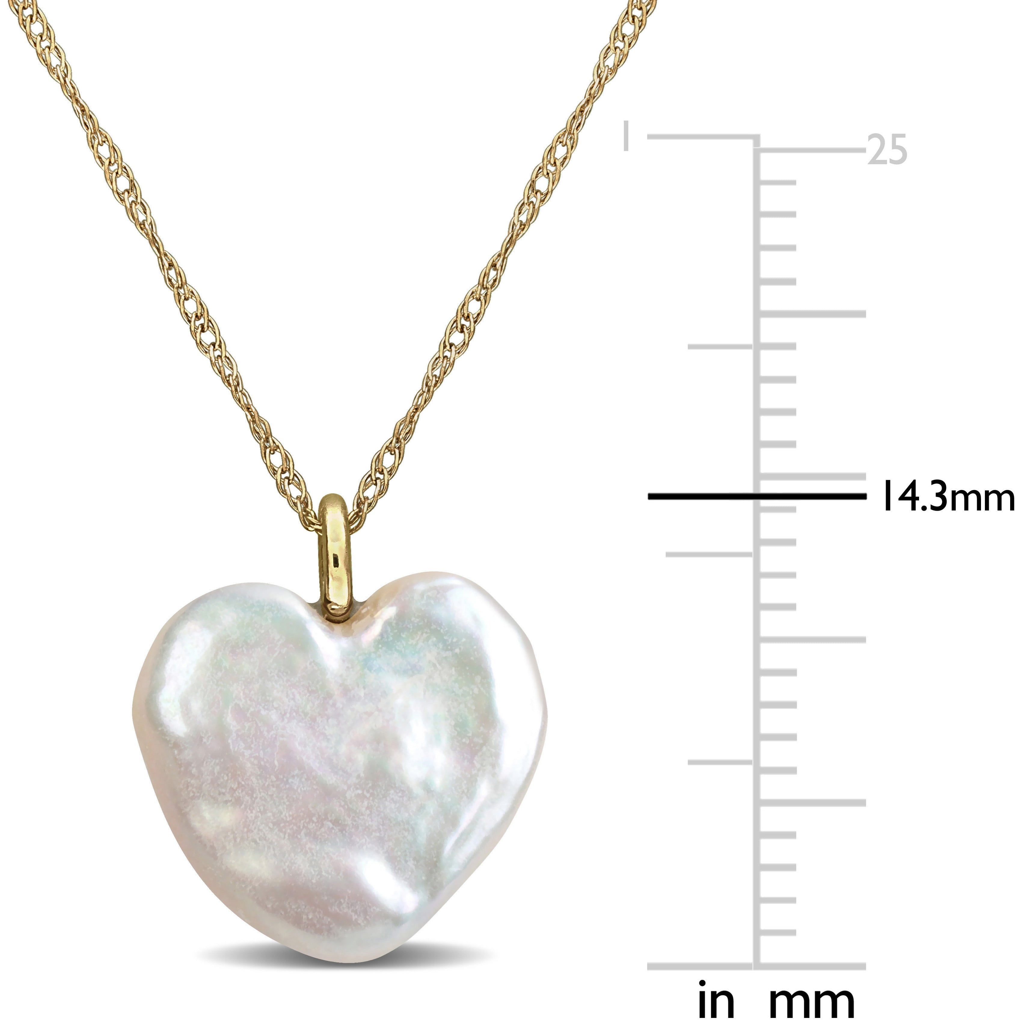 Cultured Freshwater Pearl Heart Pendant Necklace in 14k Yellow Gold Jewelry Lord & Taylor