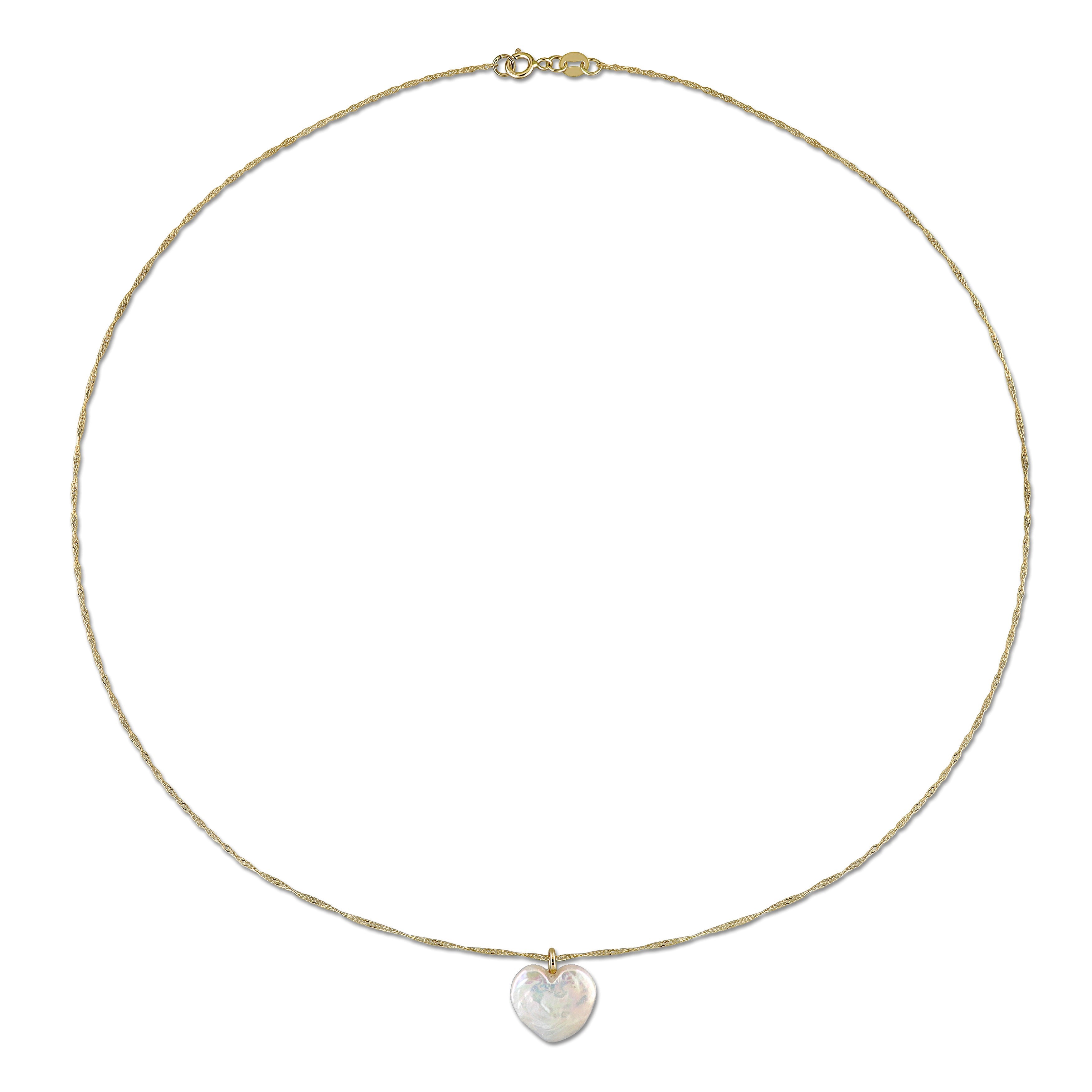 Cultured Freshwater Pearl Heart Pendant Necklace in 14k Yellow Gold Jewelry Lord & Taylor