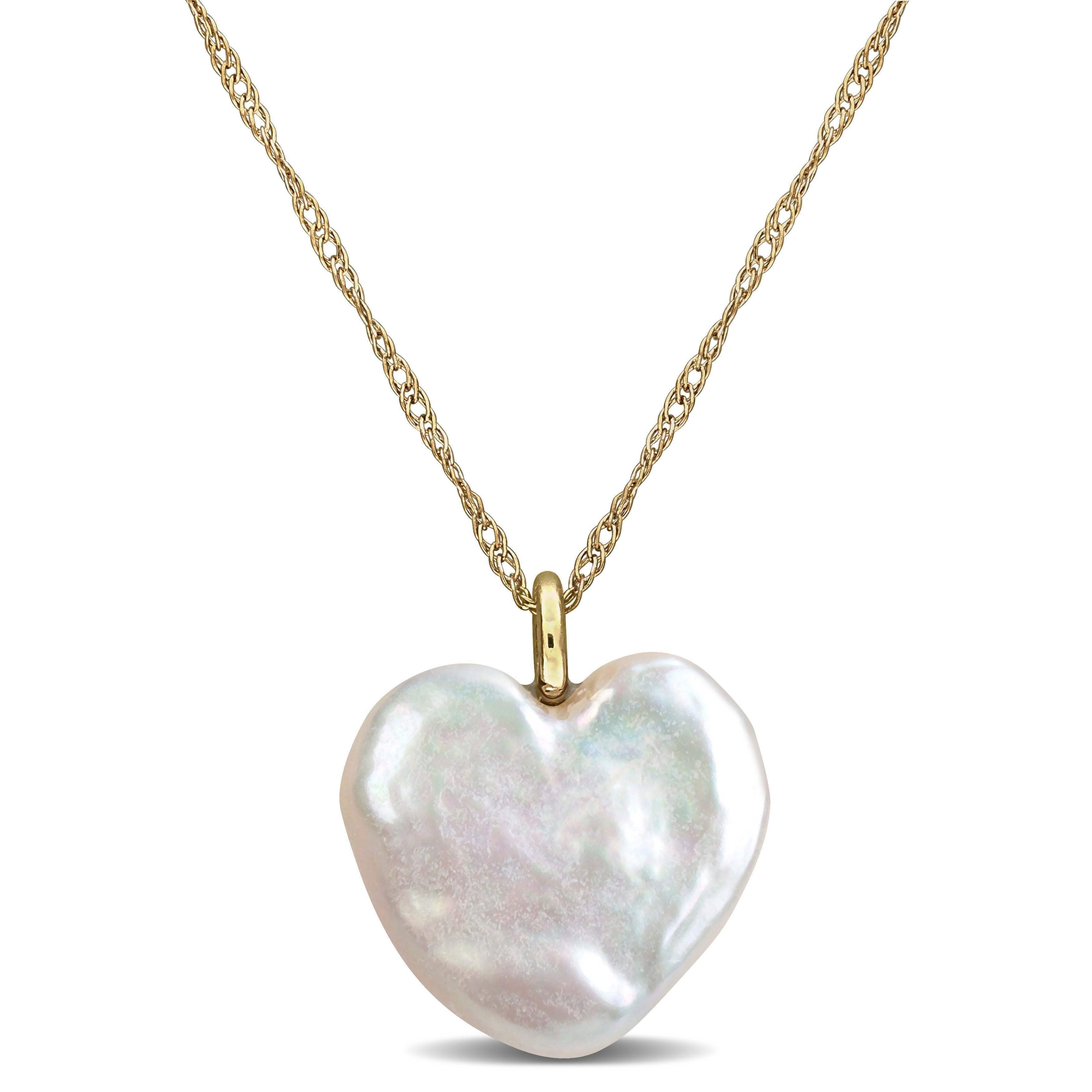 Cultured Freshwater Pearl Heart Pendant Necklace in 14k Yellow Gold Jewelry Lord & Taylor