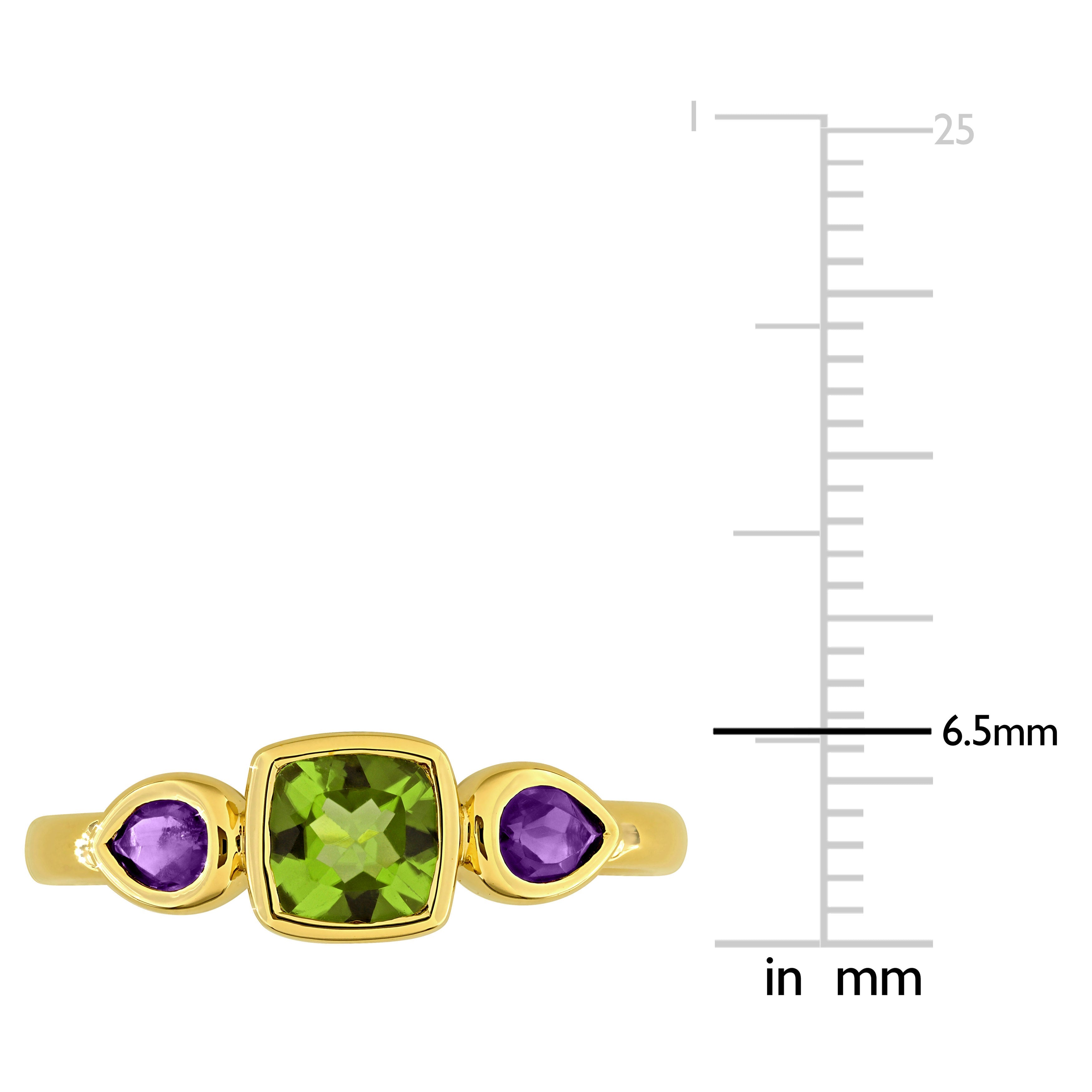 Peridot & Amethyst 3-Stone Ring in 10k Yellow Gold Jewelry Lord & Taylor