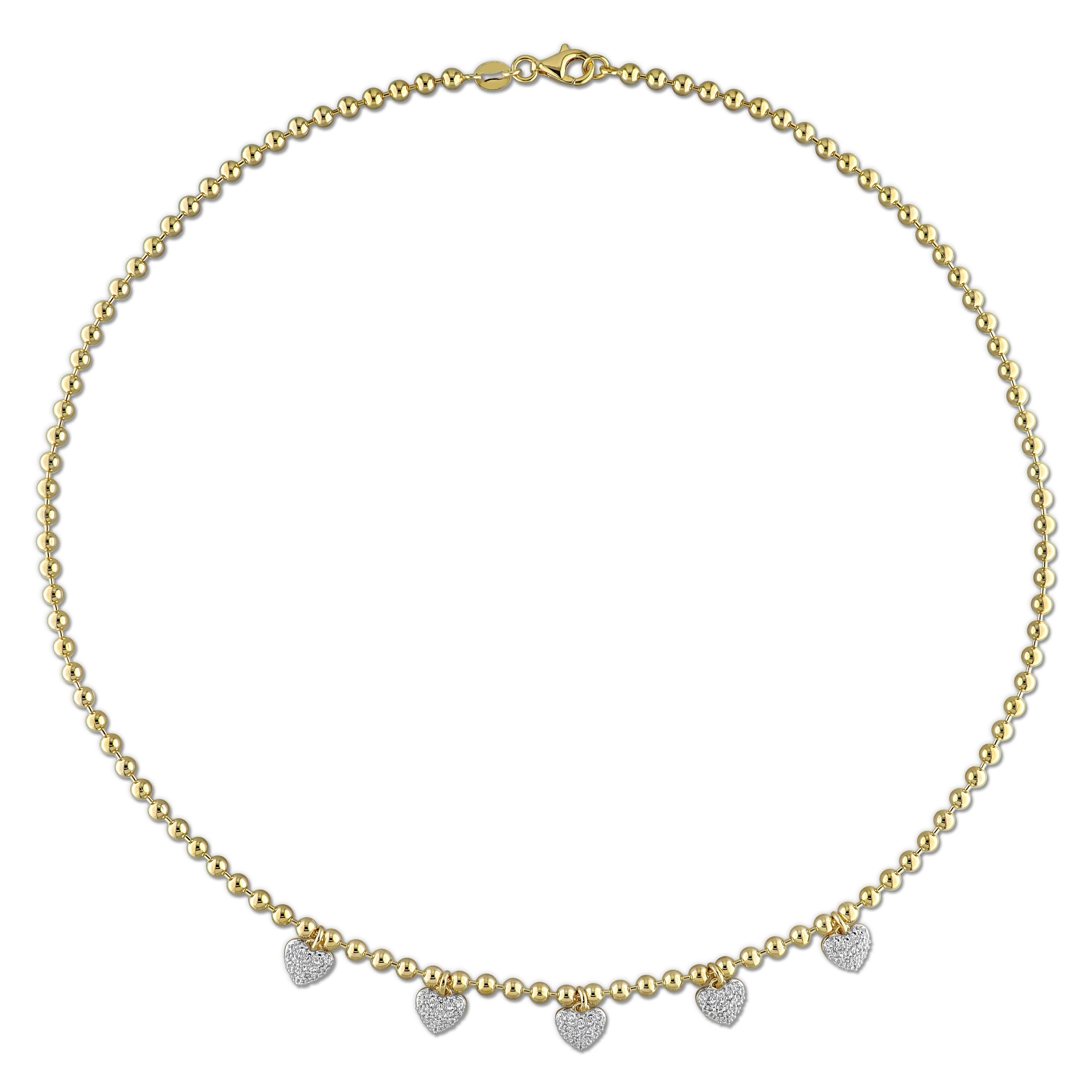 Yellow-plated heart station necklace with lobster claw clasp, detail view by Lord & Taylor
