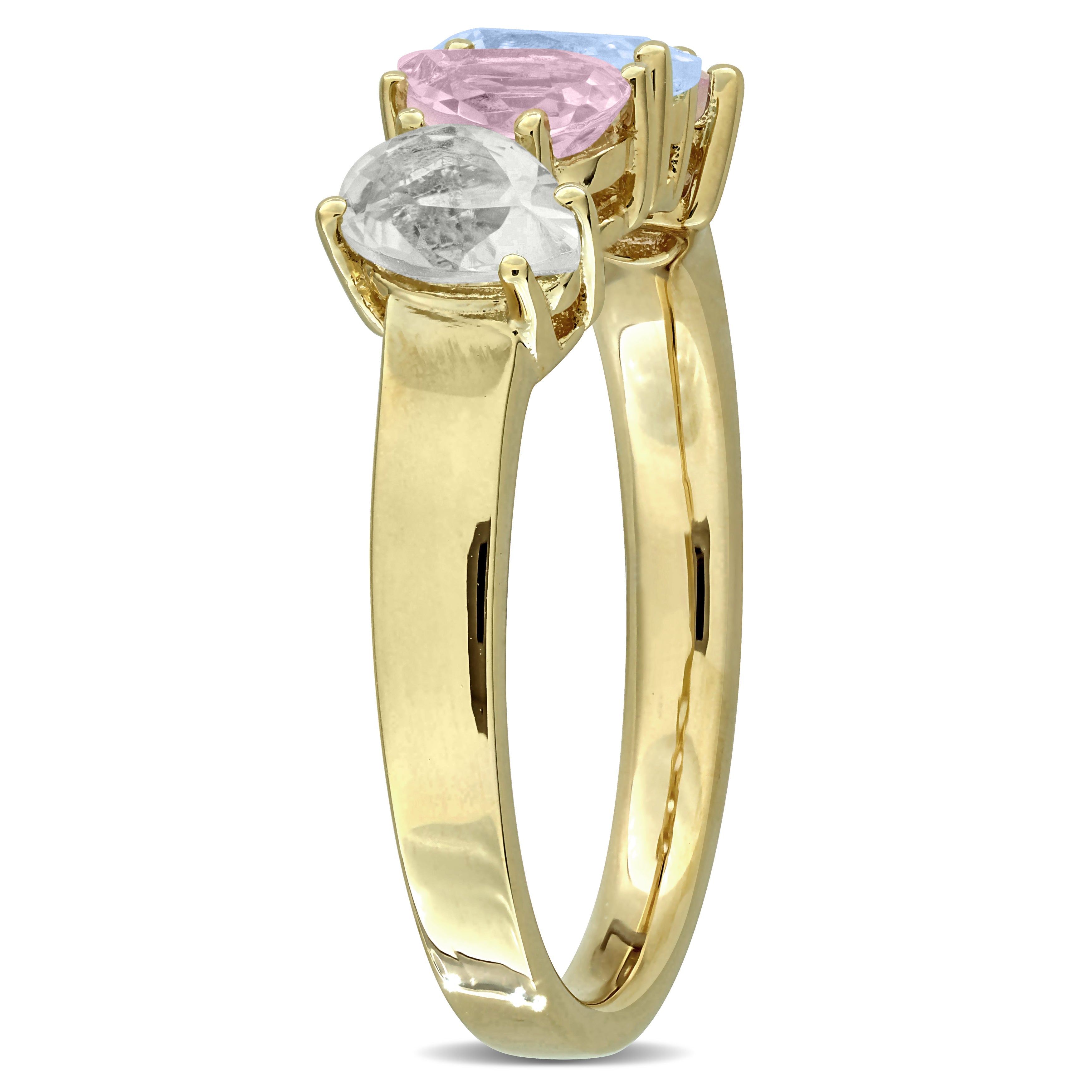 Multicolor gemstone ring with pear-shaped stones, back view by Lord & Taylor