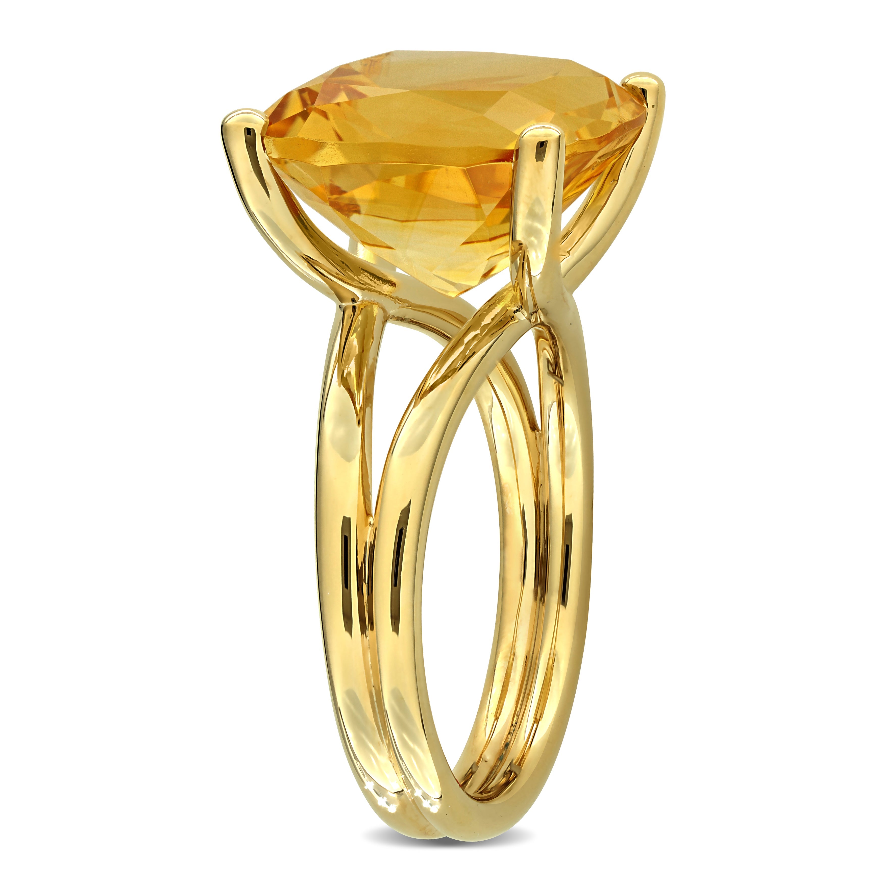 Yellow citrine solitaire ring, side profile view by Lord & Taylor