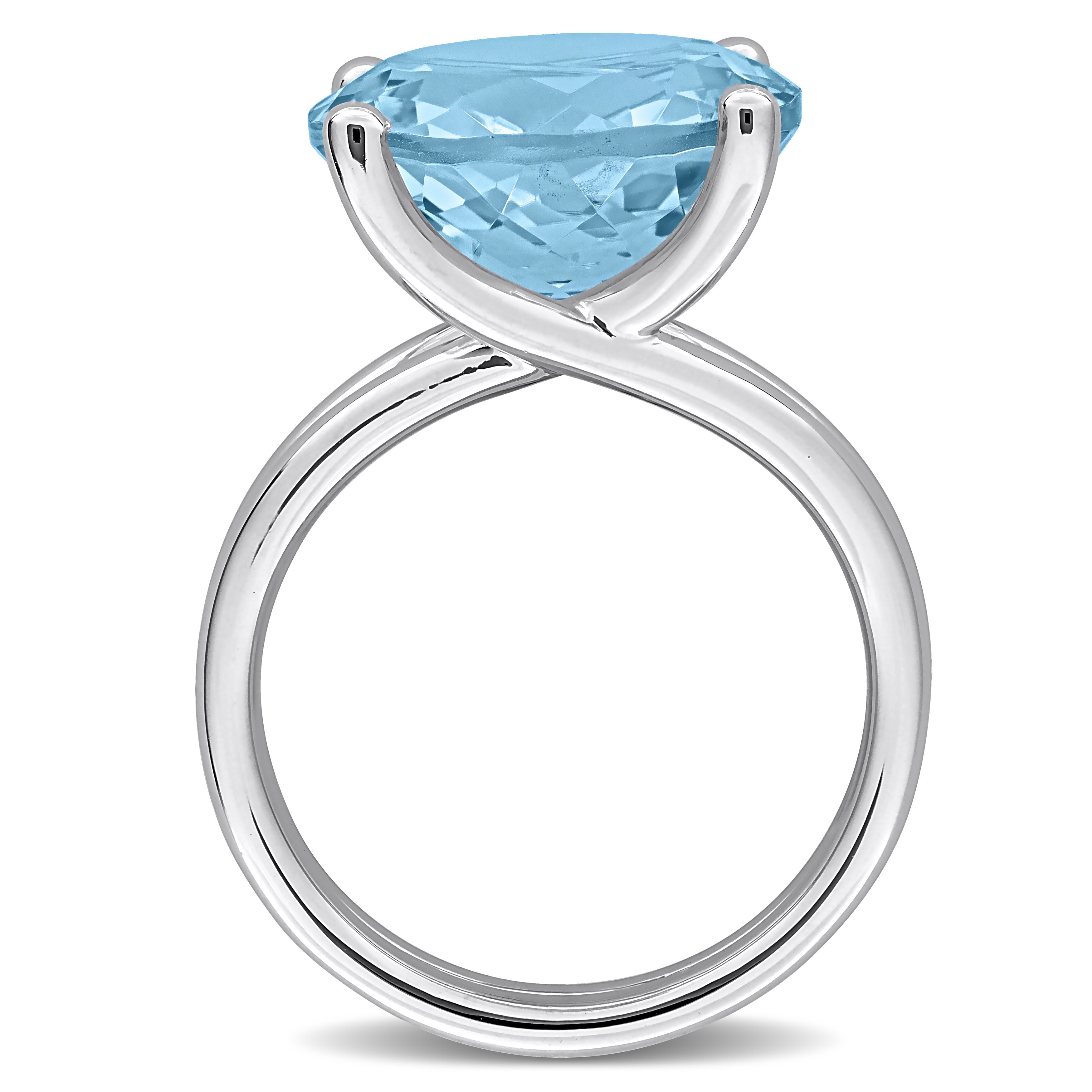 Blue topaz cocktail ring, angled view showing band by Lord & Taylor