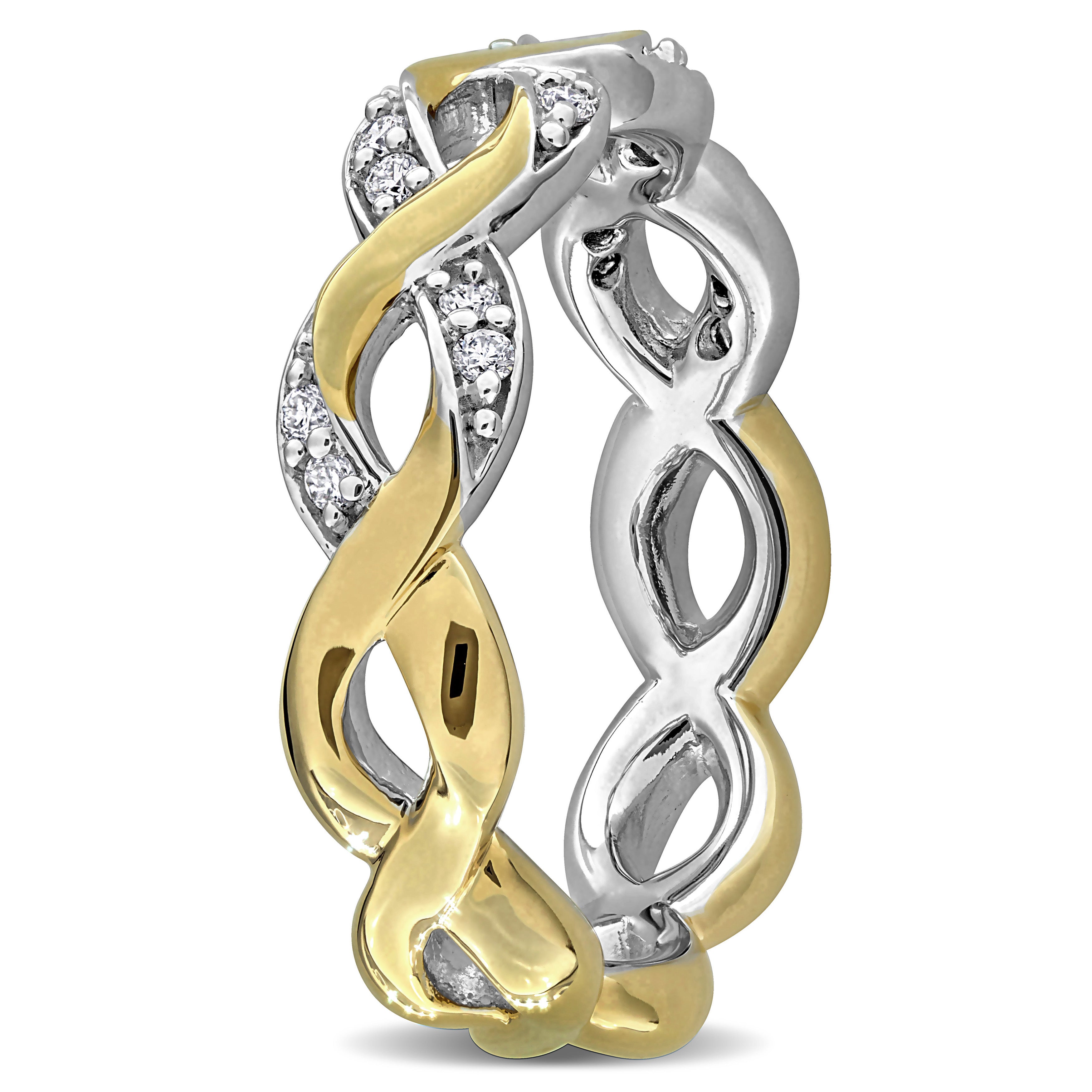 Two-tone sterling silver infinity eternity ring with lab-grown diamonds by Lord & Taylor, back view