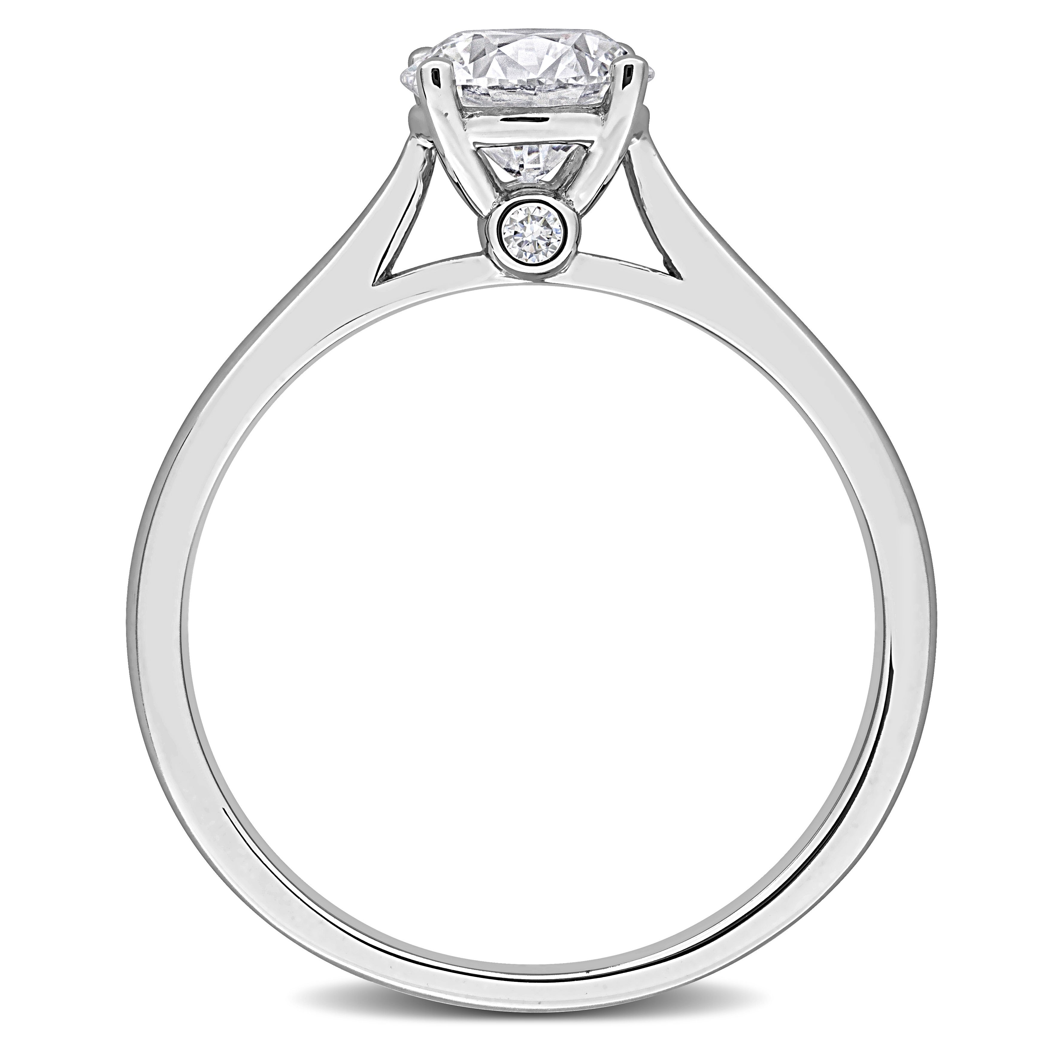 Lab-grown diamond solitaire ring in sterling silver, angled view by Lord & Taylor