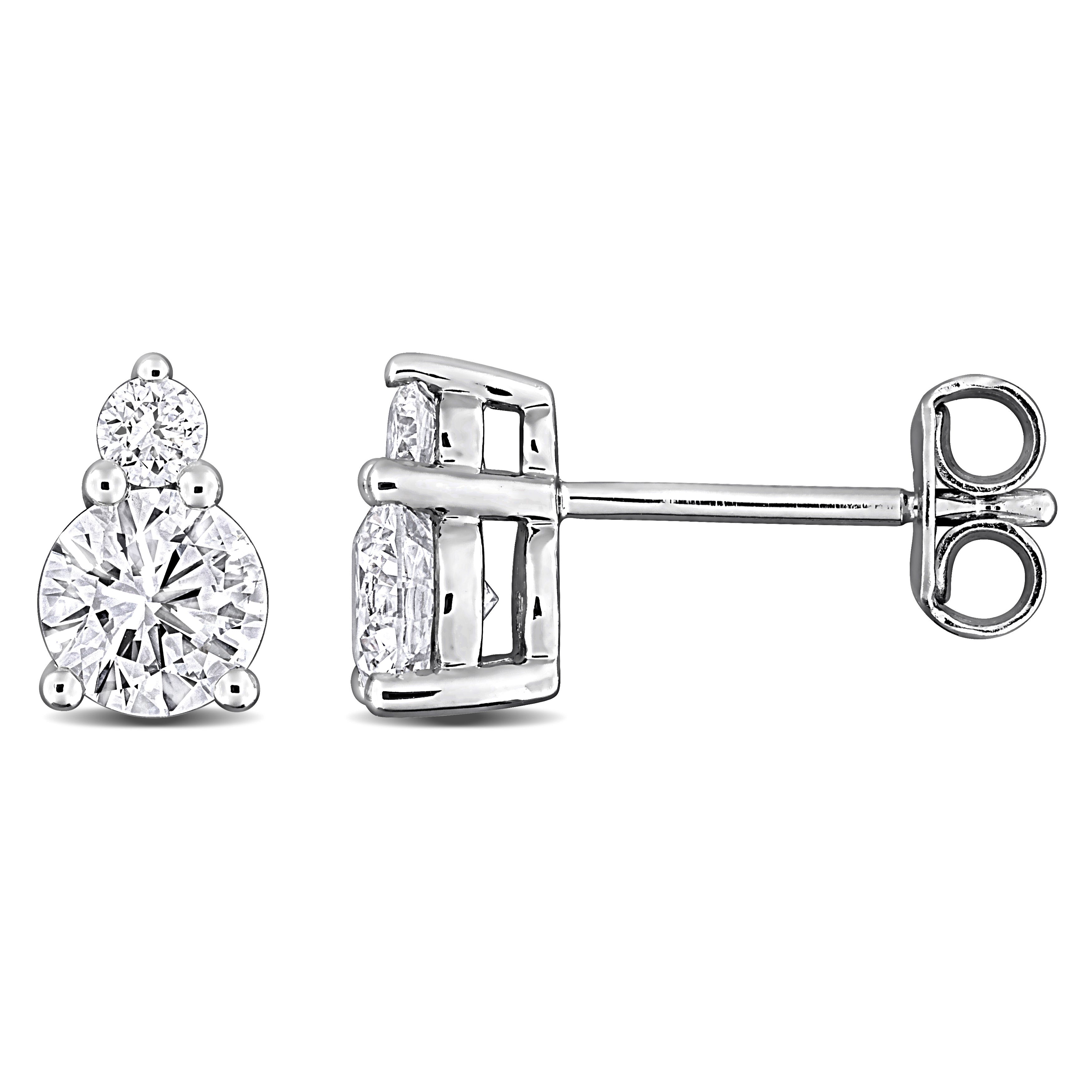 Sterling silver lab-grown diamond stud earrings, front view by Lord & Taylor