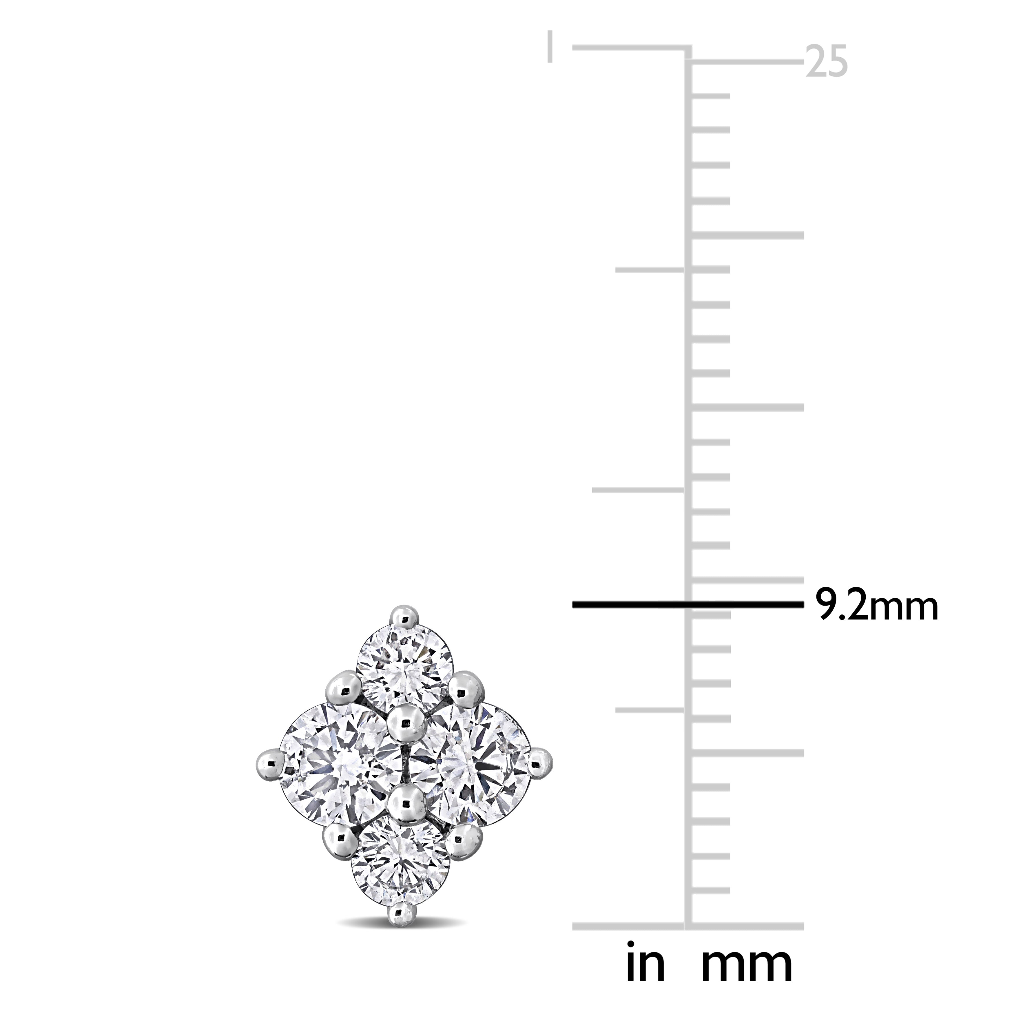 Lab-grown diamond cluster stud earring close-up showing round-cut stones by Lord & Taylor