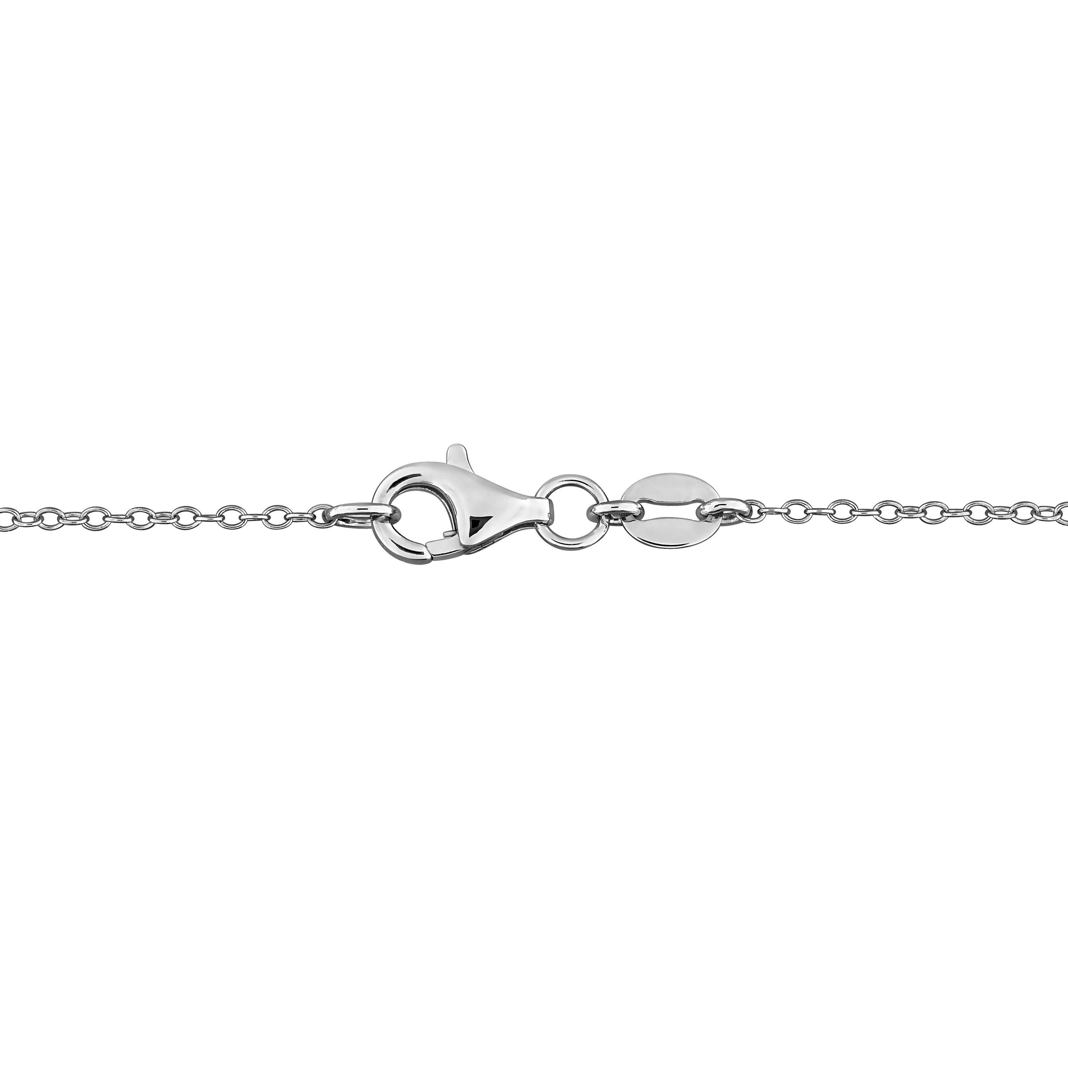 Blue topaz oval pendant necklace, back view showing cable chain and lobster claw clasp by Lord & Taylor