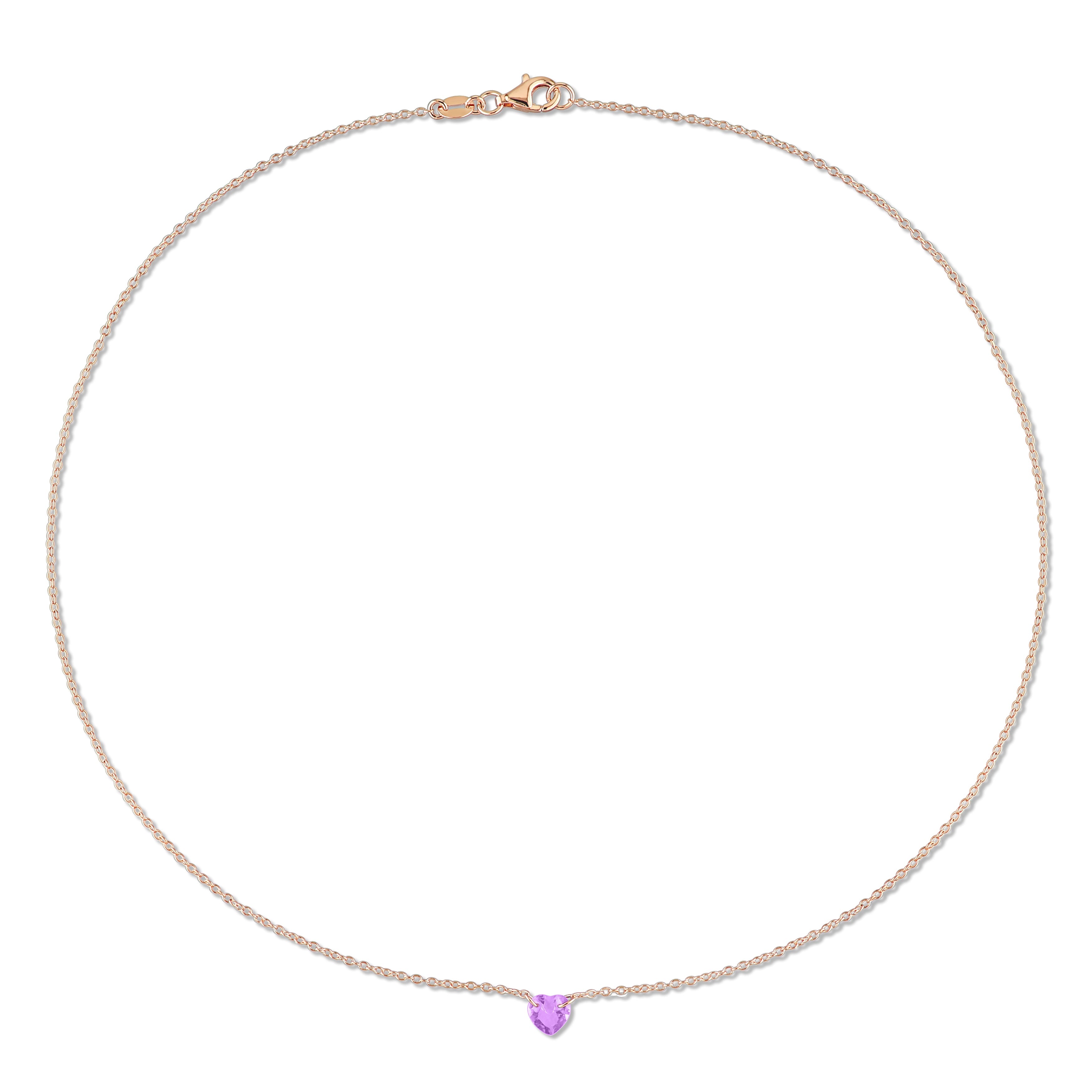 Amethyst heart pendant necklace detail view showing 6 x 6 mm gemstone by Lord & Taylor