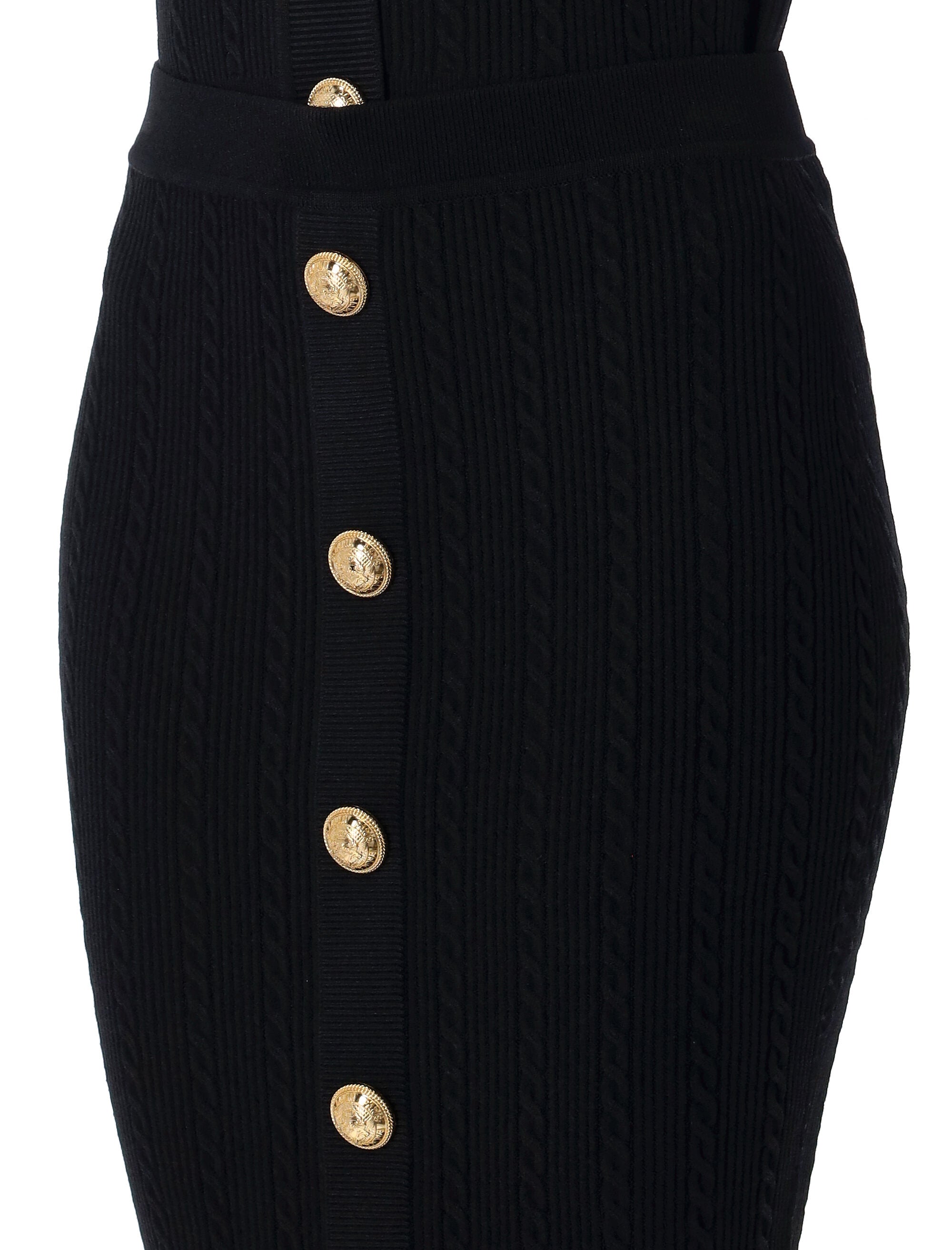 RIBBED AND CABLE-KNIT MIDI SKIRT Balmain