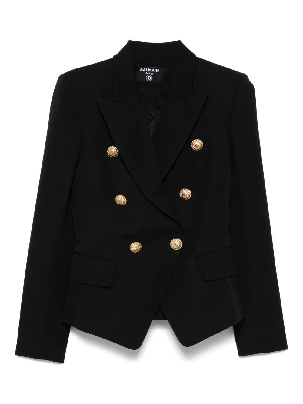 DOUBLE-BREASTED WOOL FITTED JACKET Balmain BLACK 40