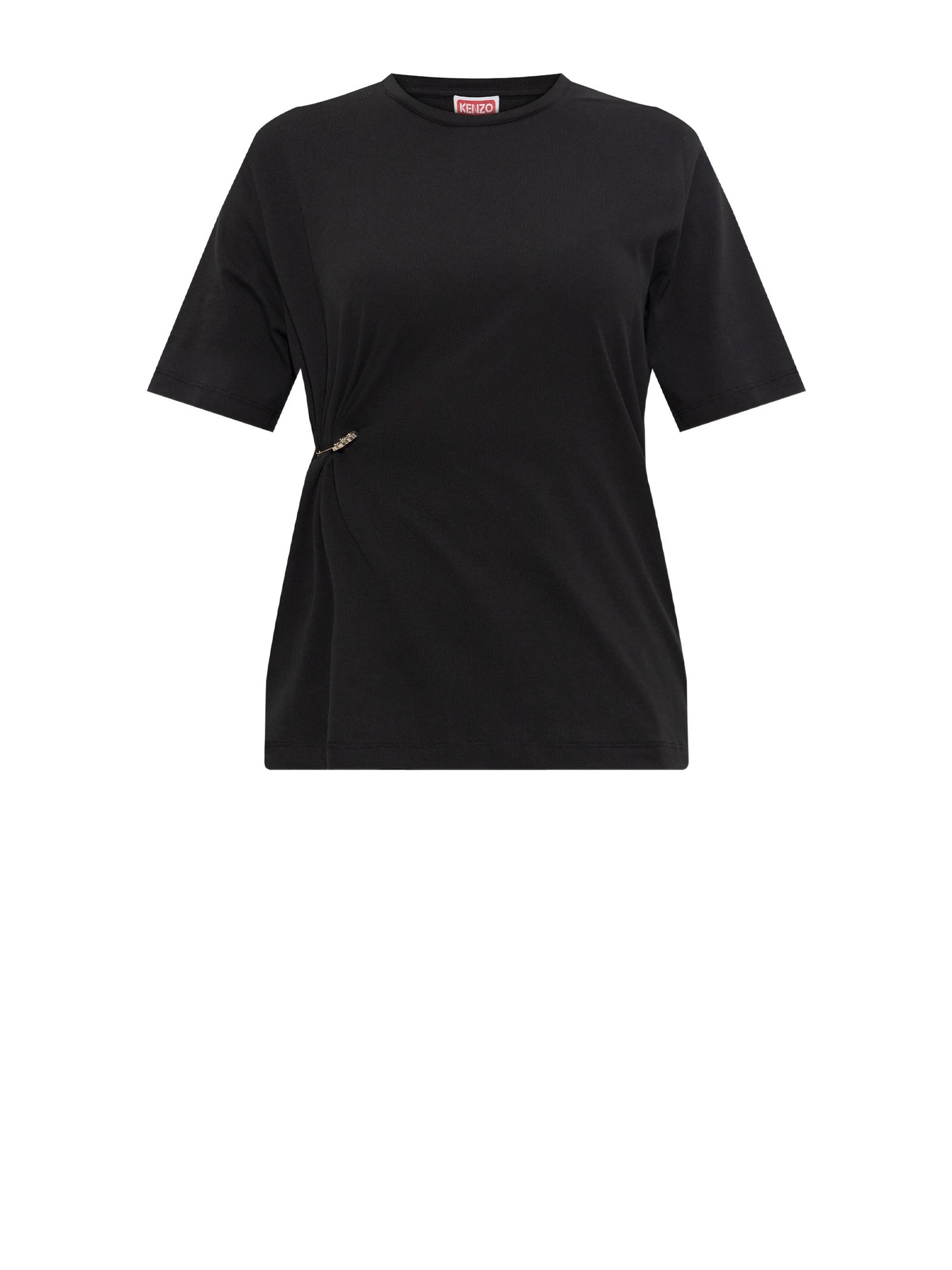 BLACK T-SHIRT WITH PIN ON THE RIGHT SIDE Kenzo BLACK XS
