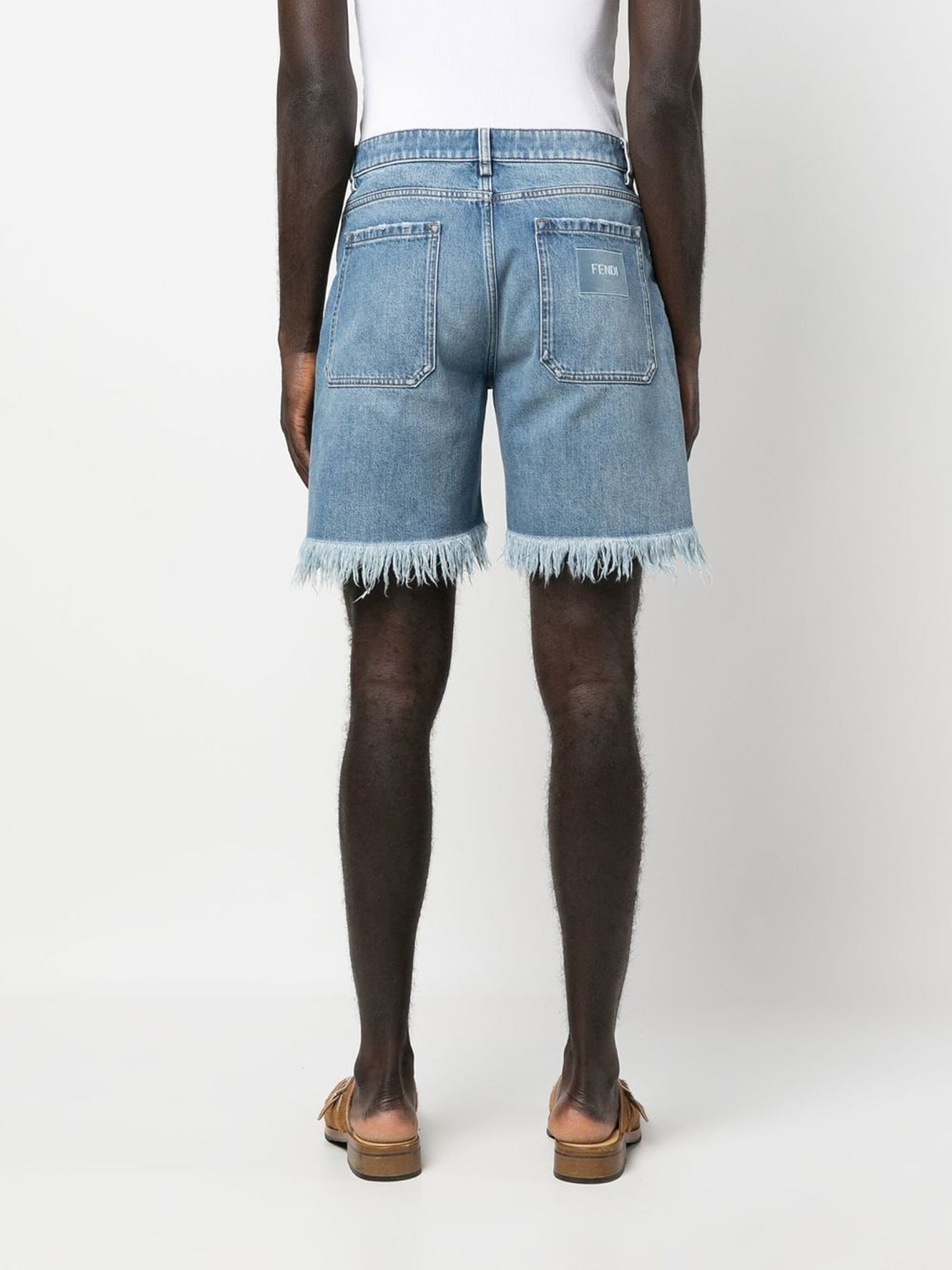 LIGHT BLUE COTTON SHORTS Fendi