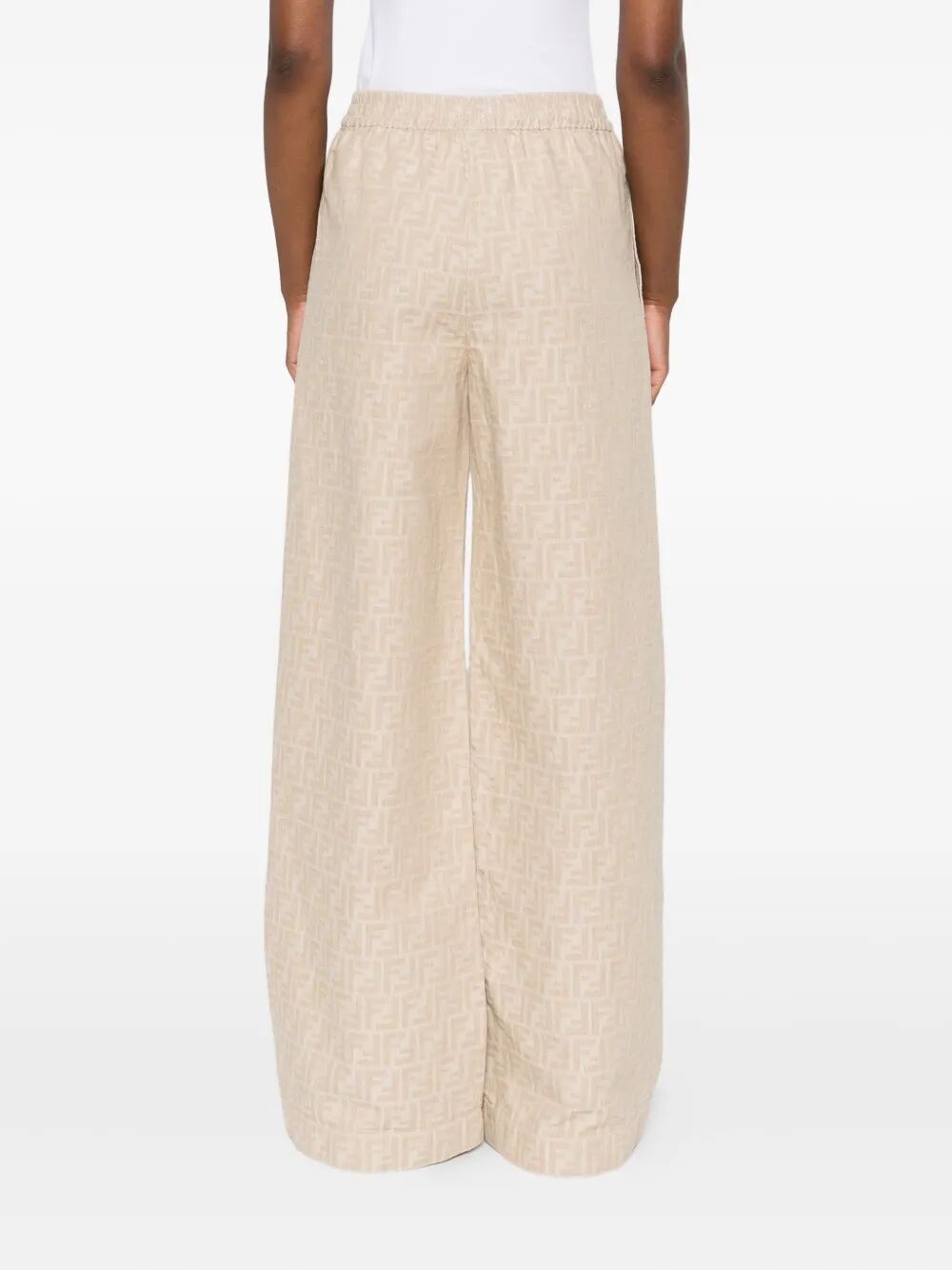 BEIGE COTTON LINEN TROUSERS Fendi